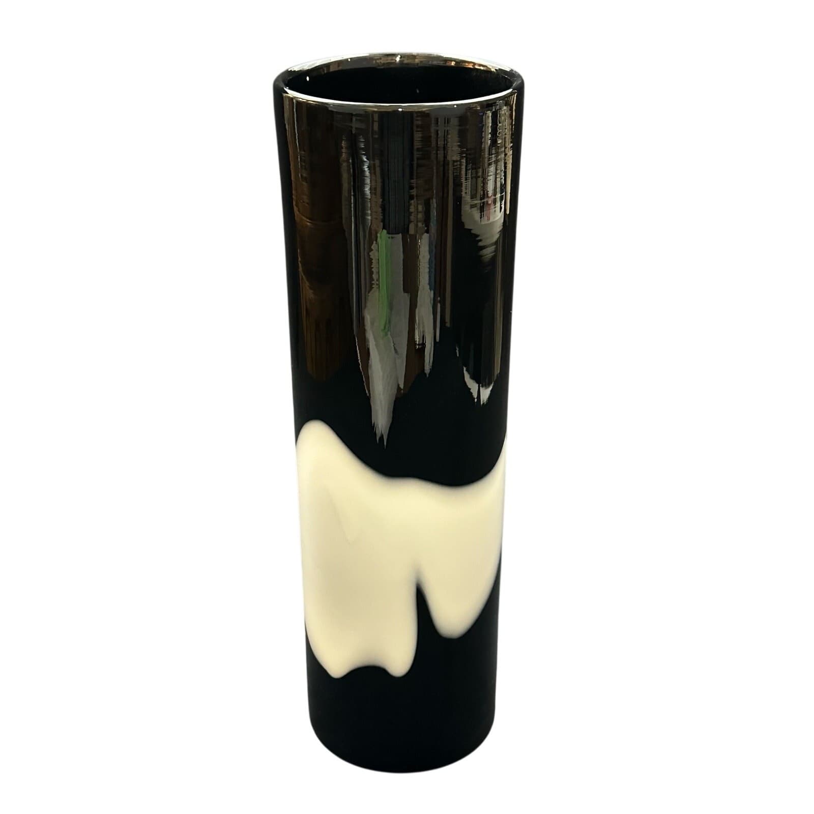 Elegant Expressions Black & White Swirl Blown Vase 15.5" - Thumbnail 4