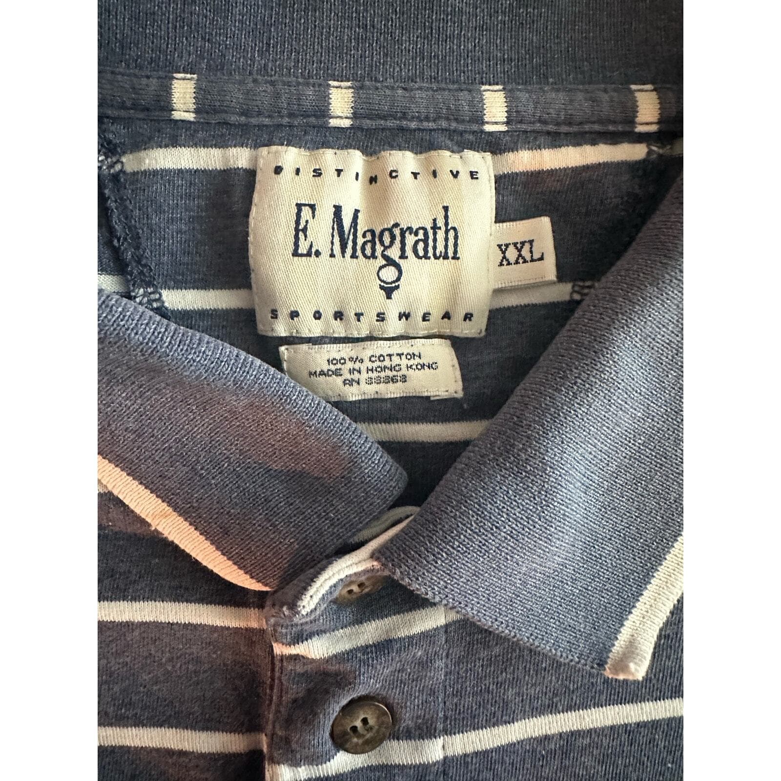 E. Magrath Brookhaven Country Club Golf Shirt Blue and White Stripe XXL - Thumbnail 3