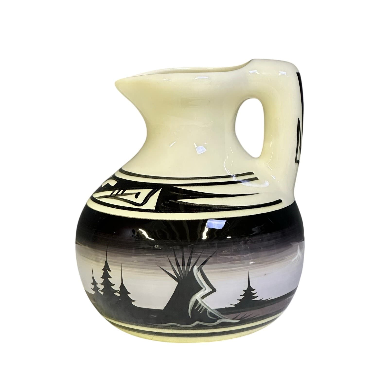 Native American Vintage Artisanal Southwestern Pottery Jug Vase Navajo Signed
