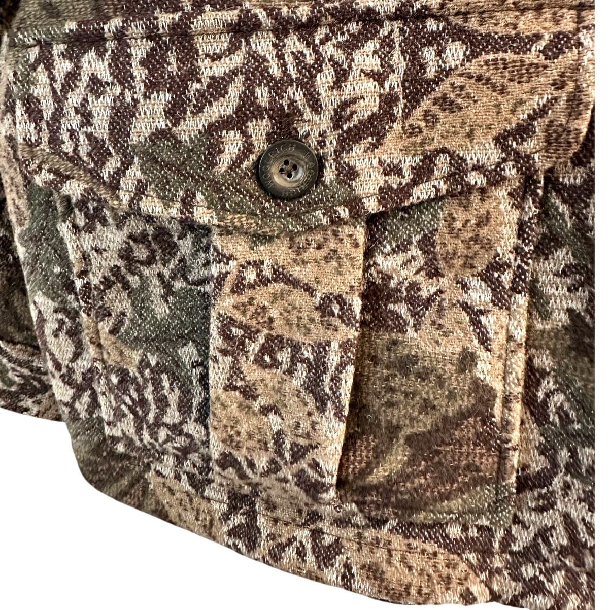 WOOLRICH-RARE Men's Wool Knit Camouflage Hooded Field Jacket Coat Button Front - Thumbnail 7