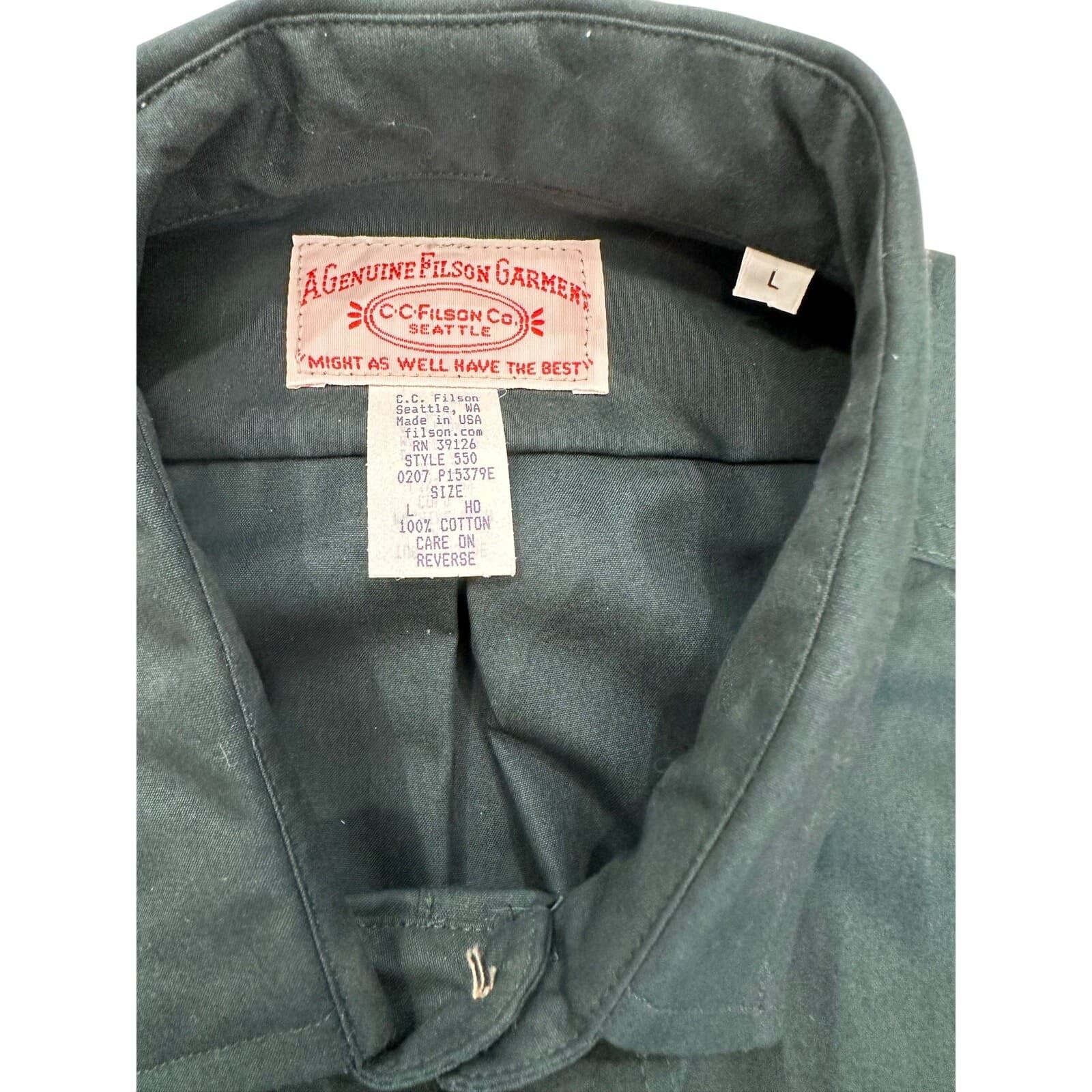 Filson 550 Padded Long Sleeve Heavy 100% Cotton Shooting Shirt Men's Size L - Thumbnail 9