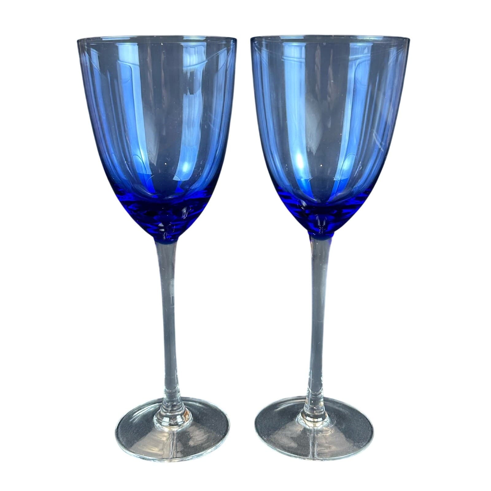 Lennox Color Gems 8.75" Stem Wine Glasses Blue SET of TWO - Thumbnail 2