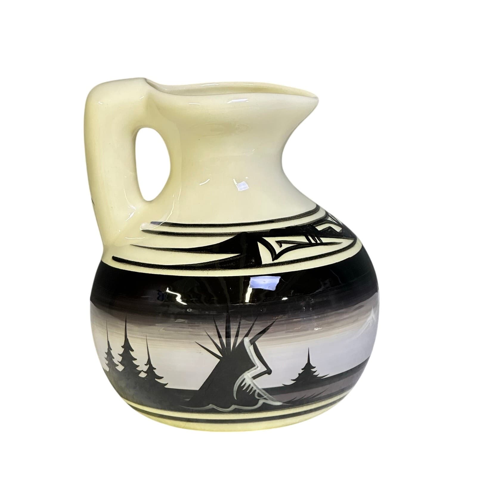 Native American Vintage Artisanal Southwestern Pottery Jug Vase Navajo Signed - Thumbnail 3