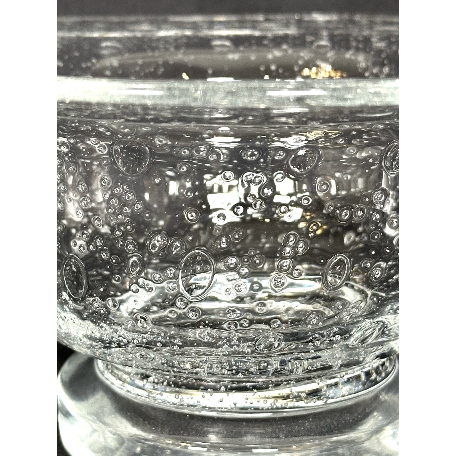 Handblown Bubble Seeded Footed Glass Bowl Vintage 1950's 8"-Excellent Mint! - Thumbnail 2