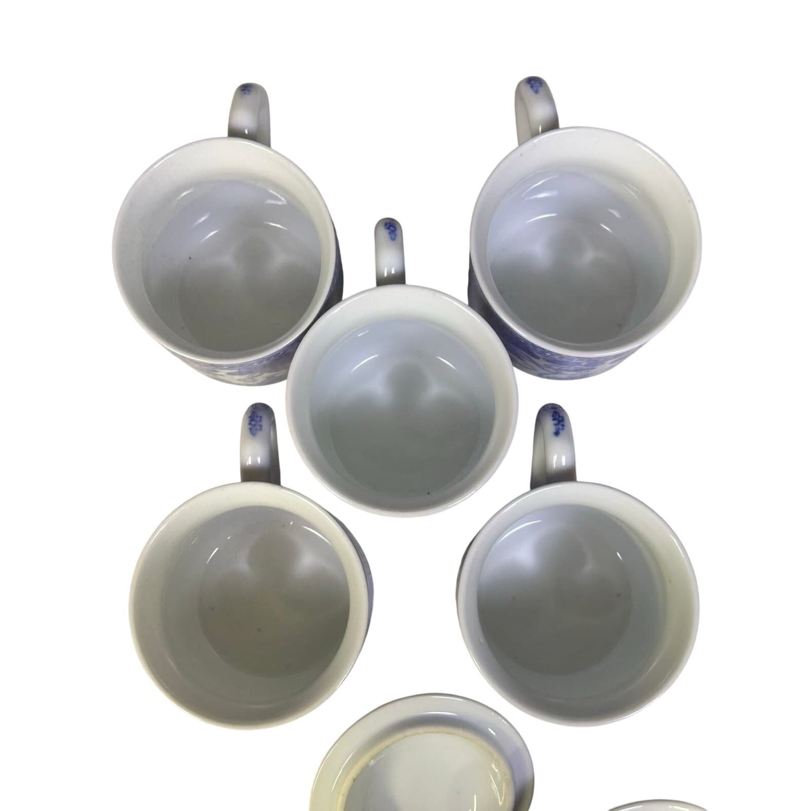 Chinoiserie Style Blue and White Butterfly/Strawberries Tea Mugs w/Lids-Set of 5 - Thumbnail 7