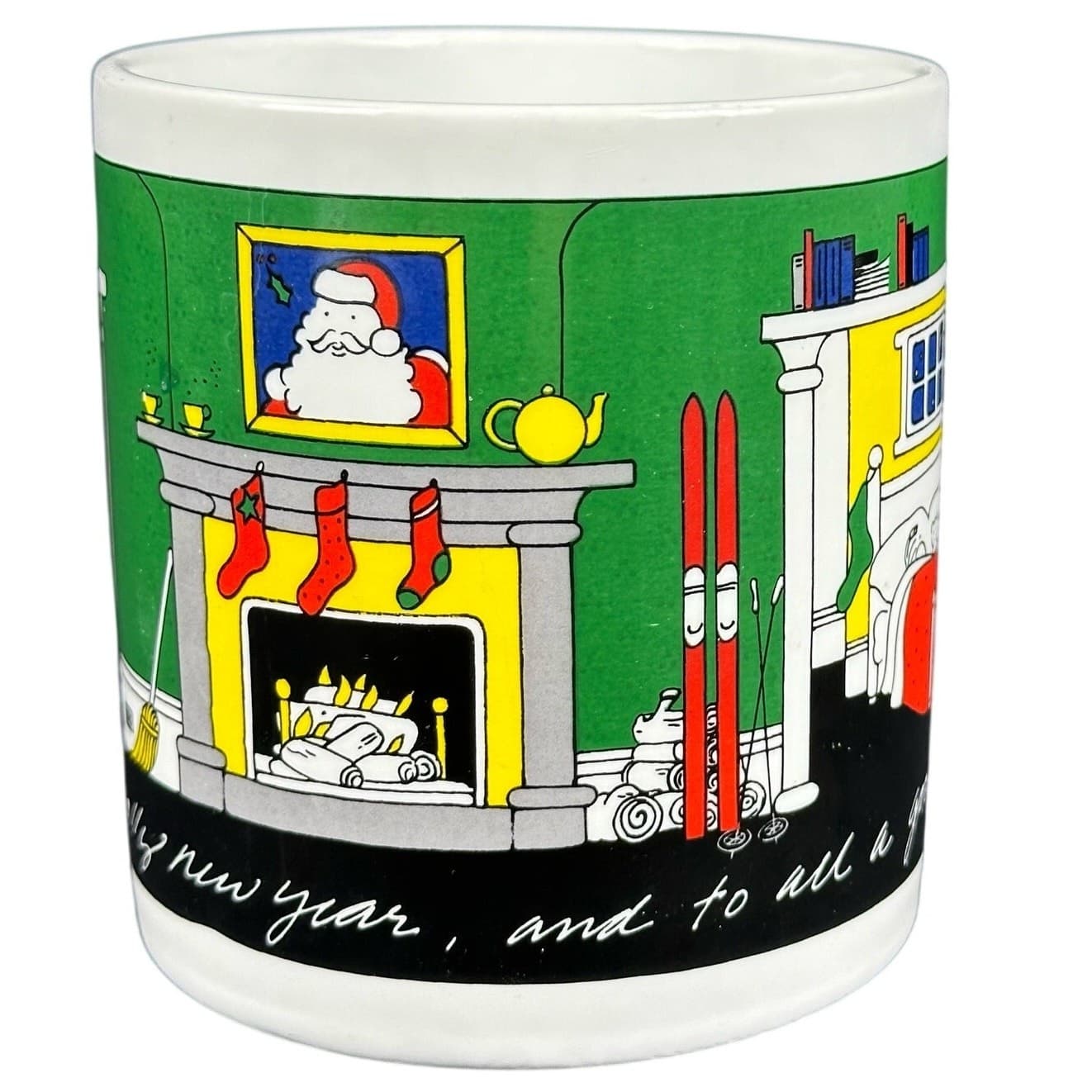 1980 Taylor & NG Christmas Winter Holiday Fireplace Mug Vintage - Thumbnail 2
