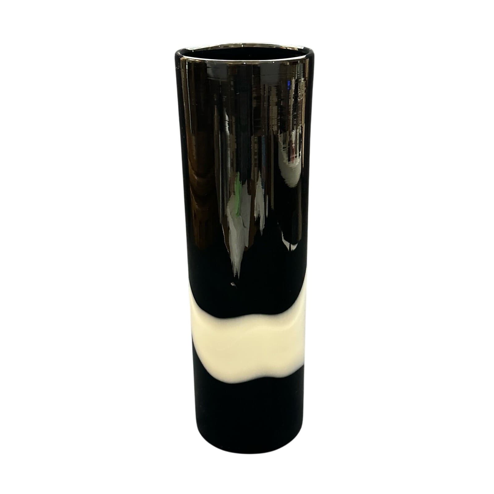 Elegant Expressions Black & White Swirl Blown Vase 15.5" - Thumbnail 2