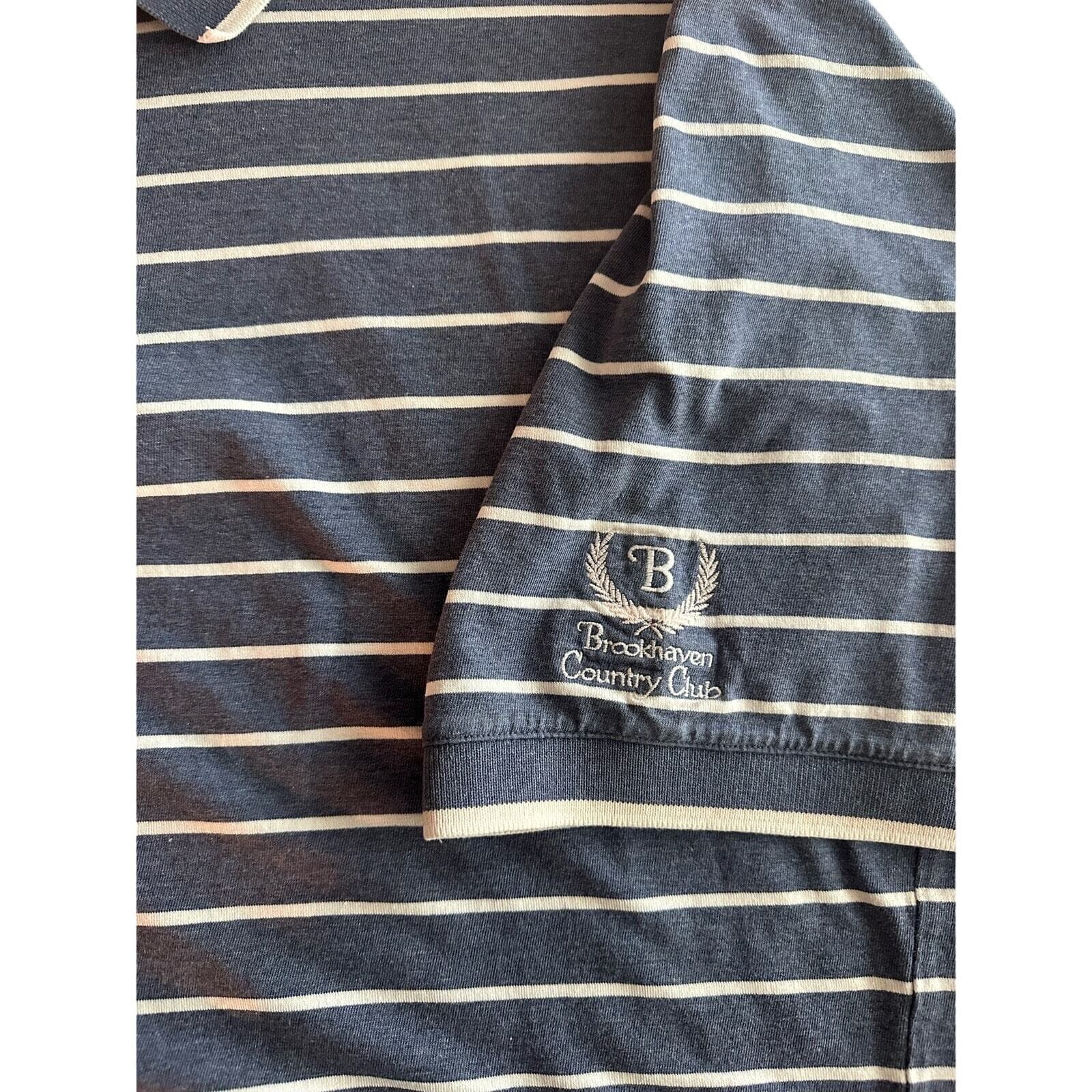 E. Magrath Brookhaven Country Club Golf Shirt Blue and White Stripe XXL - Thumbnail 5