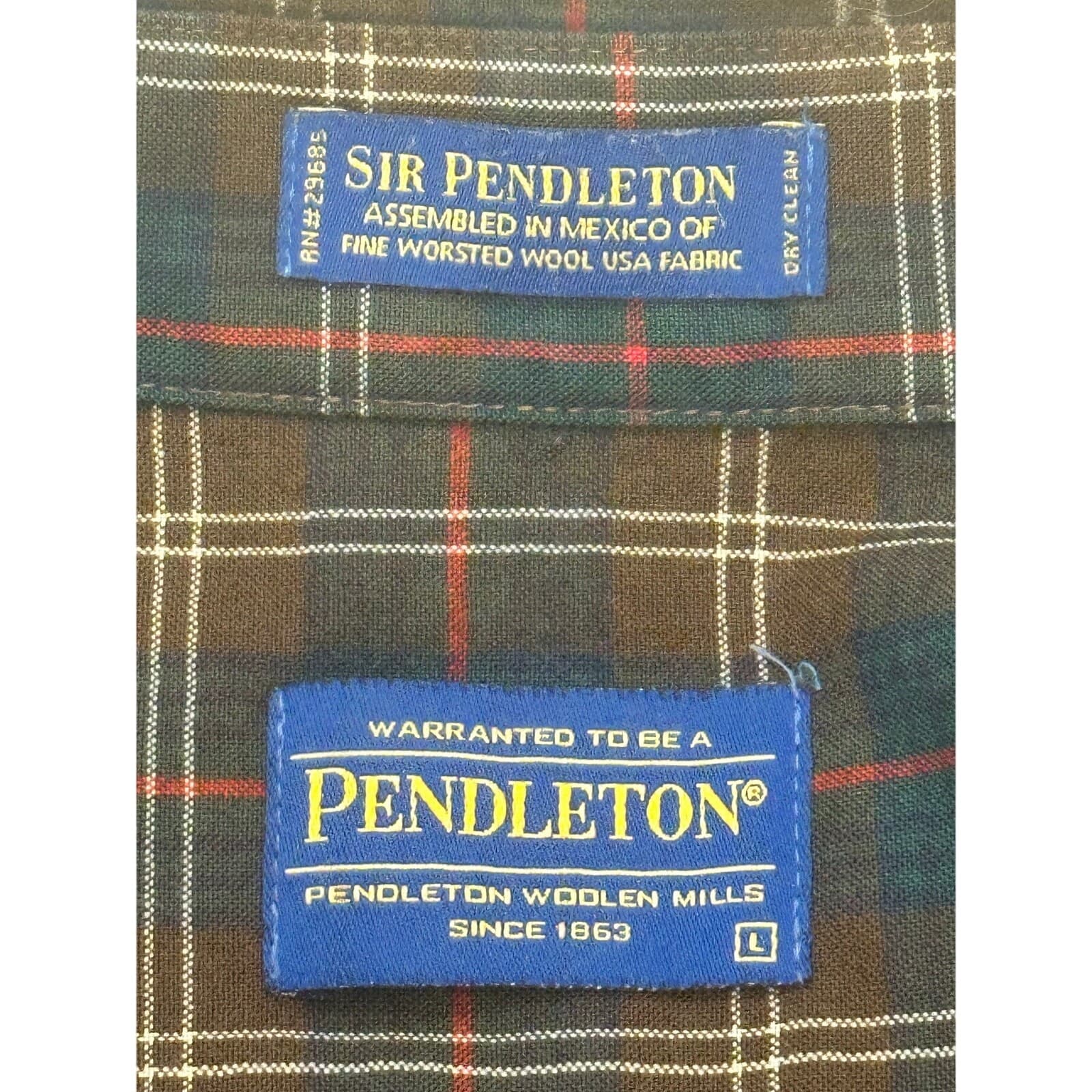 SIR PENDLETON 100% Worsted Wool Button Down Chisholm Tartan Shirt-Men's Large - Thumbnail 10