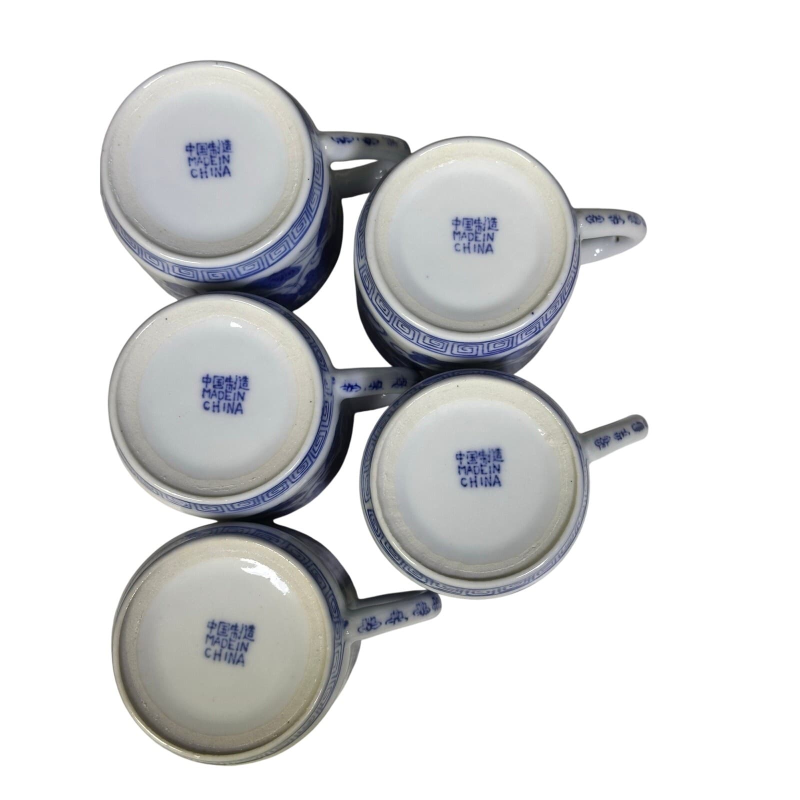 Chinoiserie Style Blue and White Butterfly/Strawberries Tea Mugs w/Lids-Set of 5 - Thumbnail 8