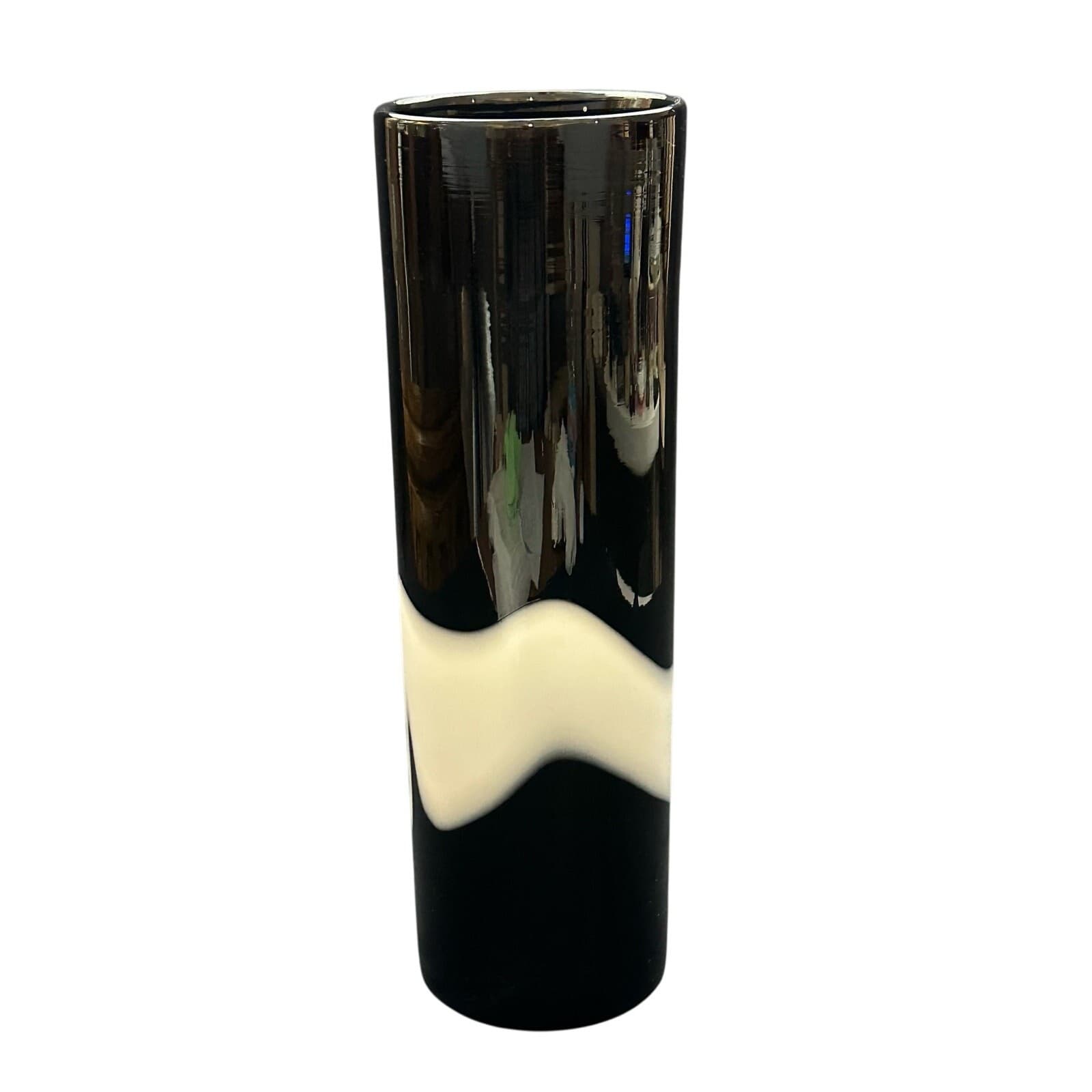 Elegant Expressions Black & White Swirl Blown Vase 15.5"