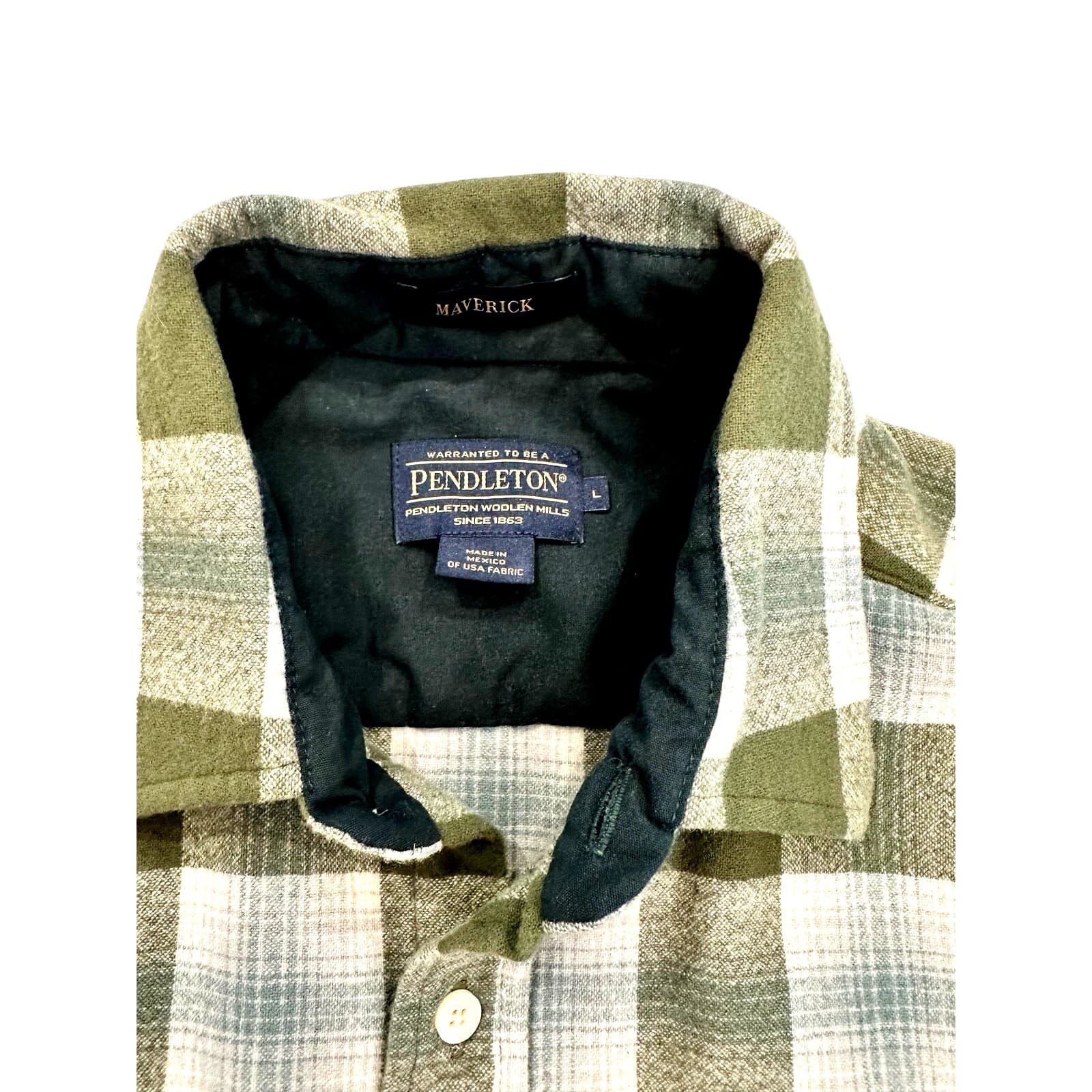 PENDLETON 'Maverick' Merino 100% Wool Plaid Shirt Button Pockets-Men's Size L - Thumbnail 10