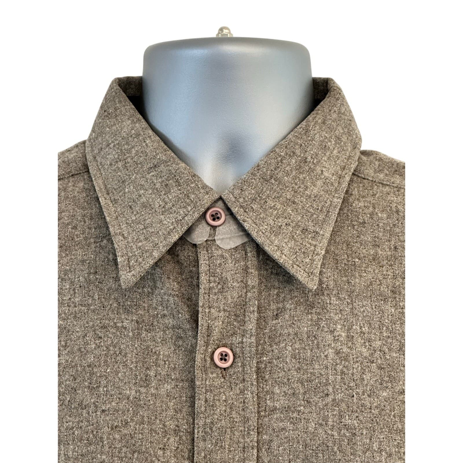 PENDLETON 'Outdoorsman' 100% Wool Long Sleeve Shirt Flap Pockets-Men's Size L - Thumbnail 2
