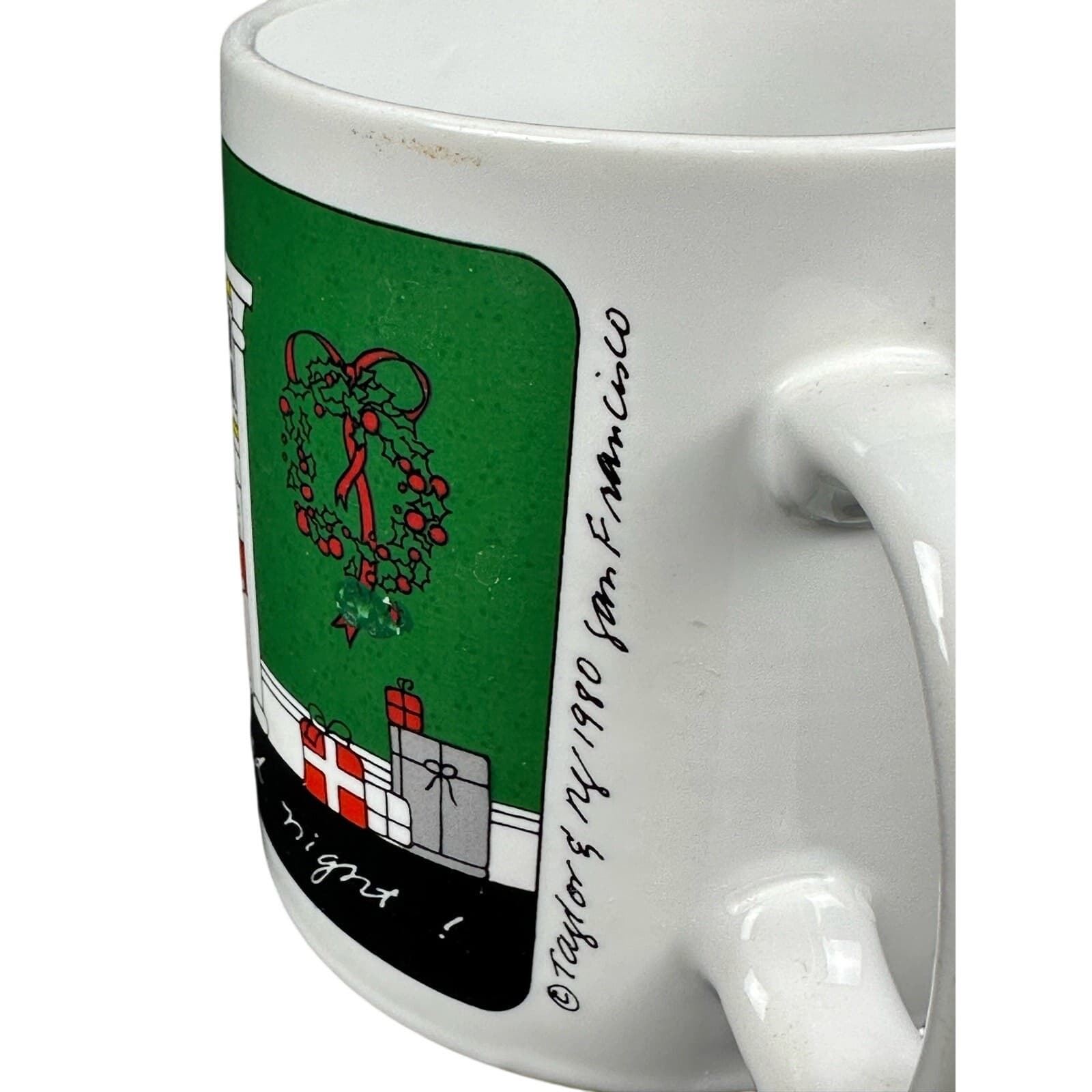 1980 Taylor & NG Christmas Winter Holiday Fireplace Mug Vintage - Thumbnail 4