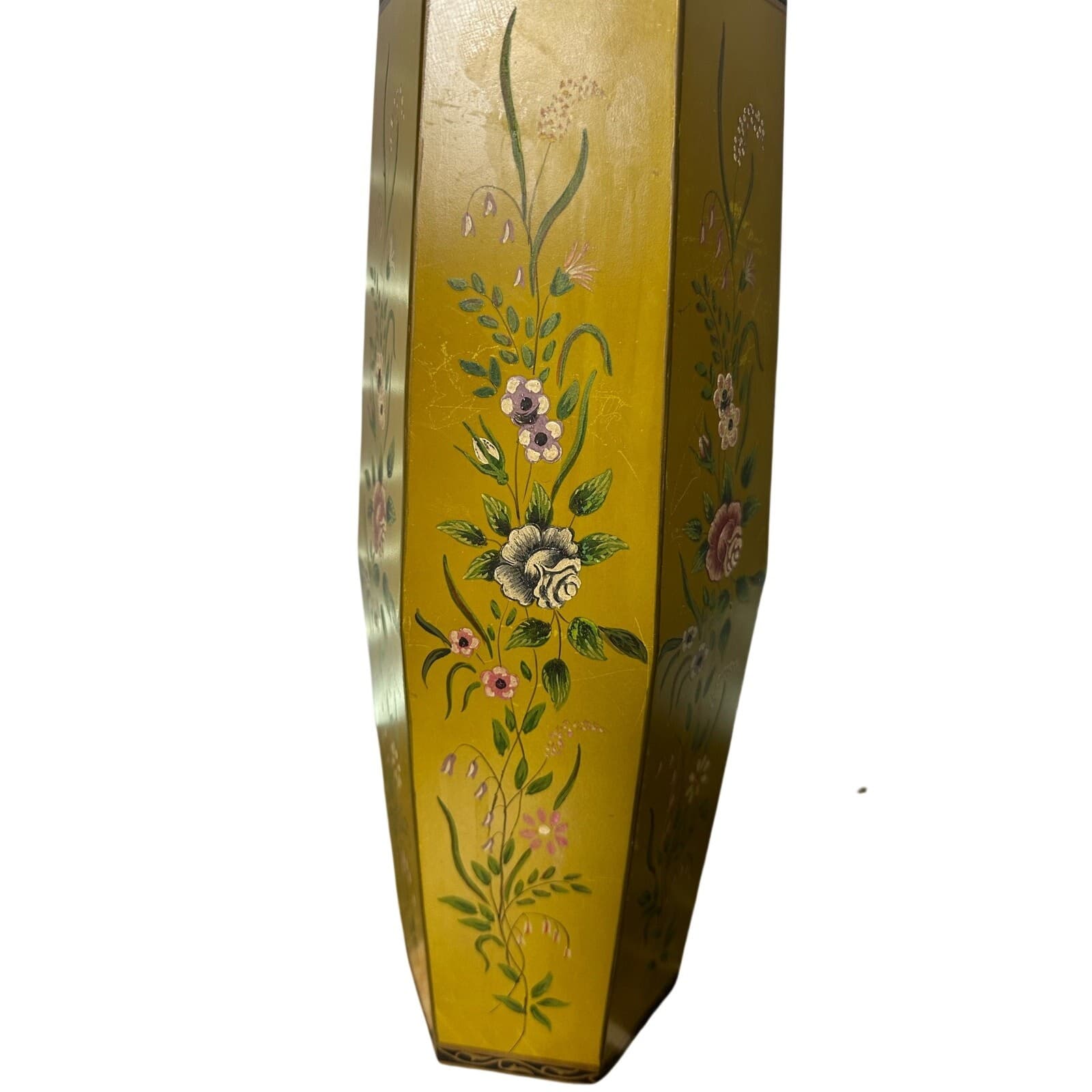 Italy Hand Painted Toleware Metal Lamp Vintage - Thumbnail 3