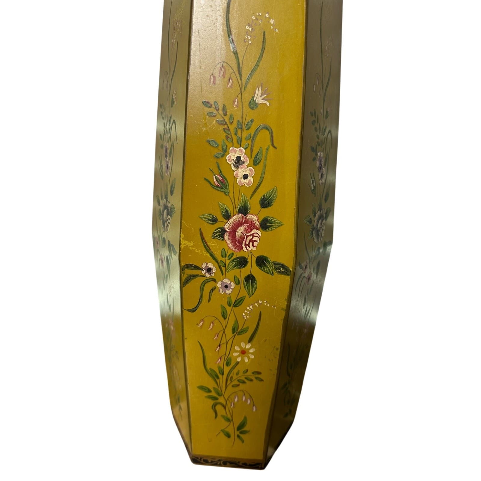 Italy Hand Painted Toleware Metal Lamp Vintage - Thumbnail 2