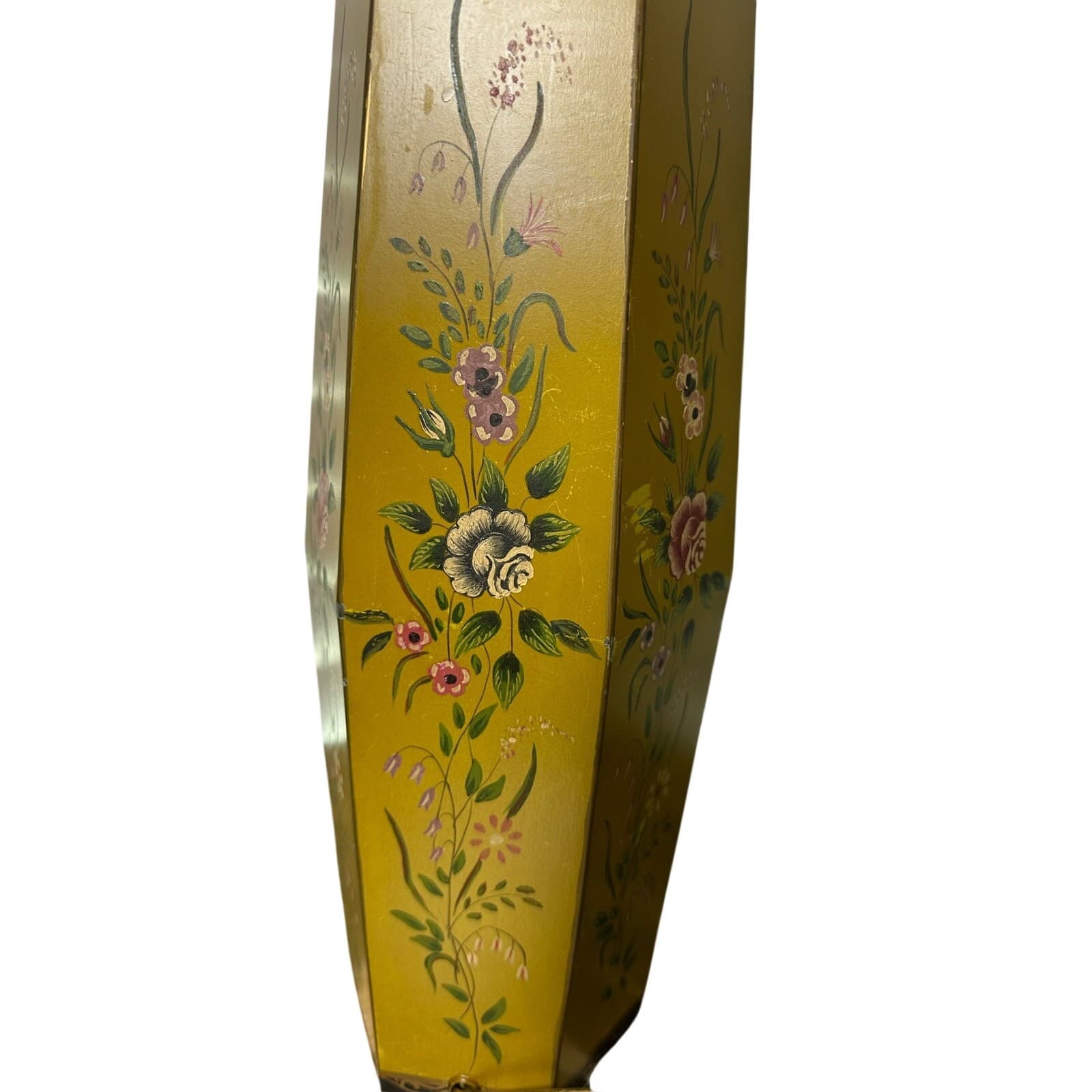 Italy Hand Painted Toleware Metal Lamp Vintage - Thumbnail 5