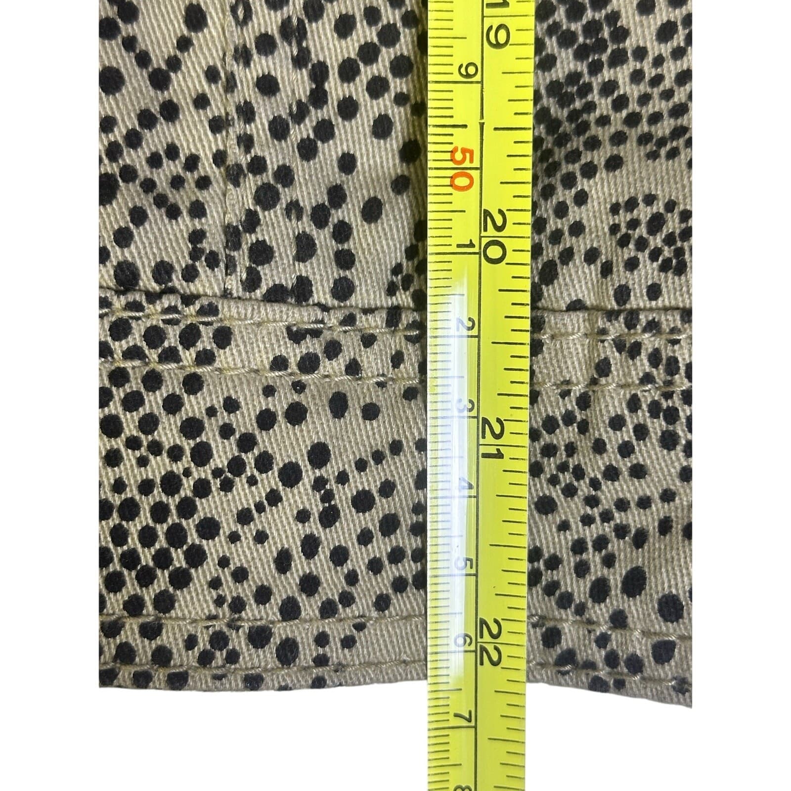 Christopher & Banks Khaki & Black Print Denim Jean Jacket Metal Rivet Buttons-M - Thumbnail 12