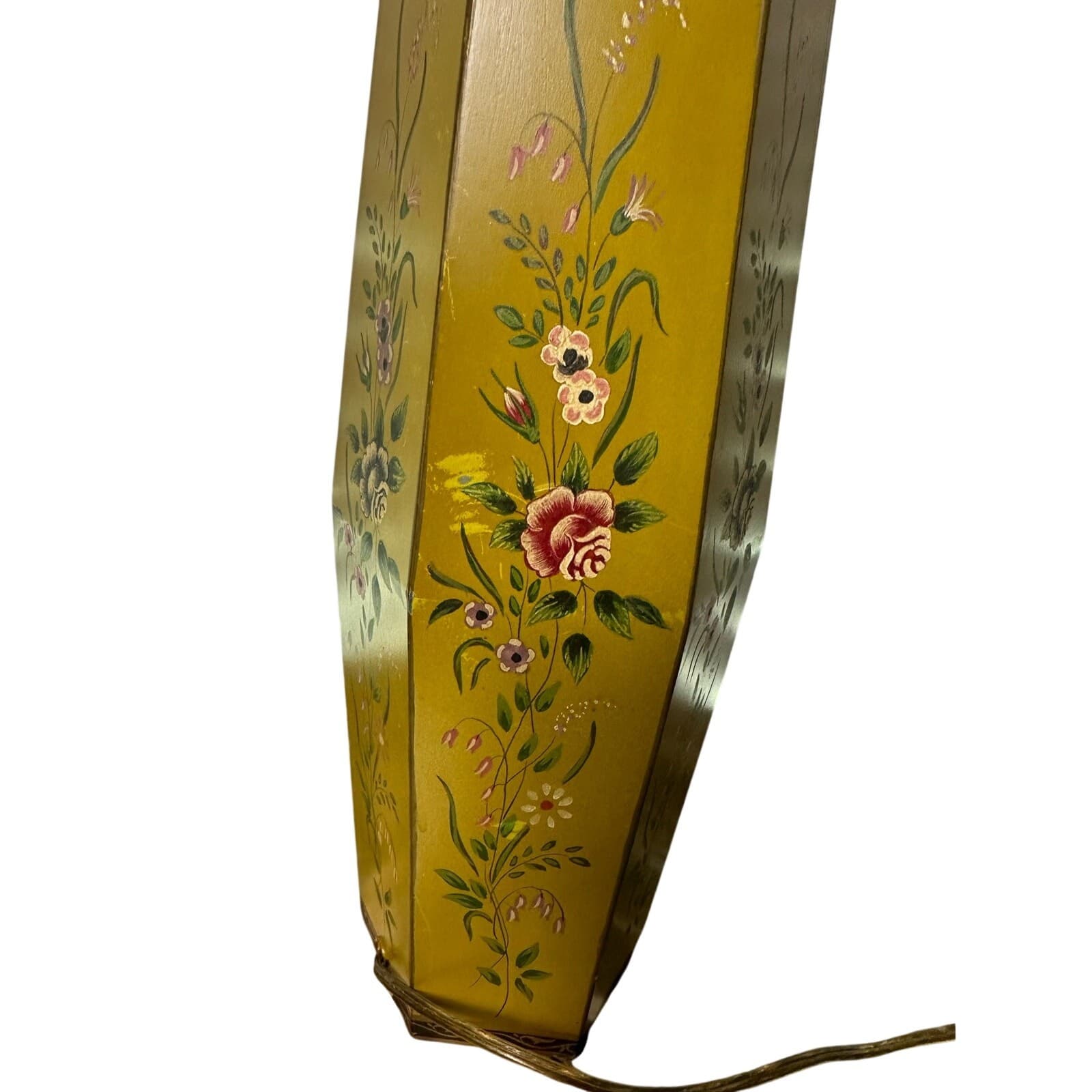 Italy Hand Painted Toleware Metal Lamp Vintage - Thumbnail 6
