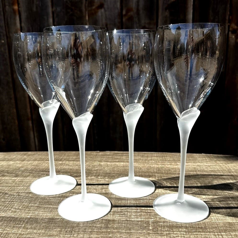 Colony Retired 1986-1993 'Amaryllis' Satin 9.75" Water Goblets-Stunning Set of 4