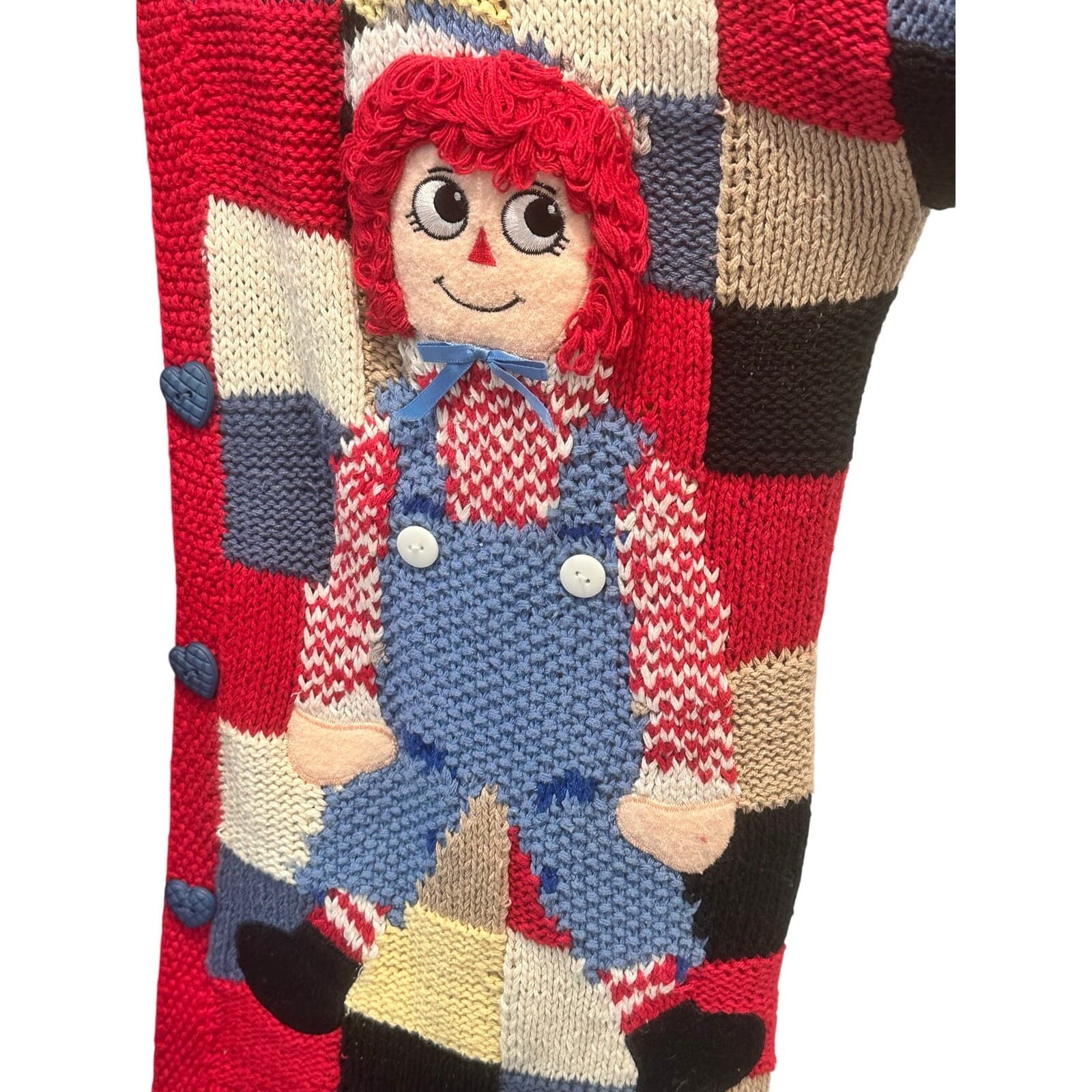 'Design Options' 1994 Raggedy Ann and Andy Cardigan Sweater-Small - Thumbnail 3