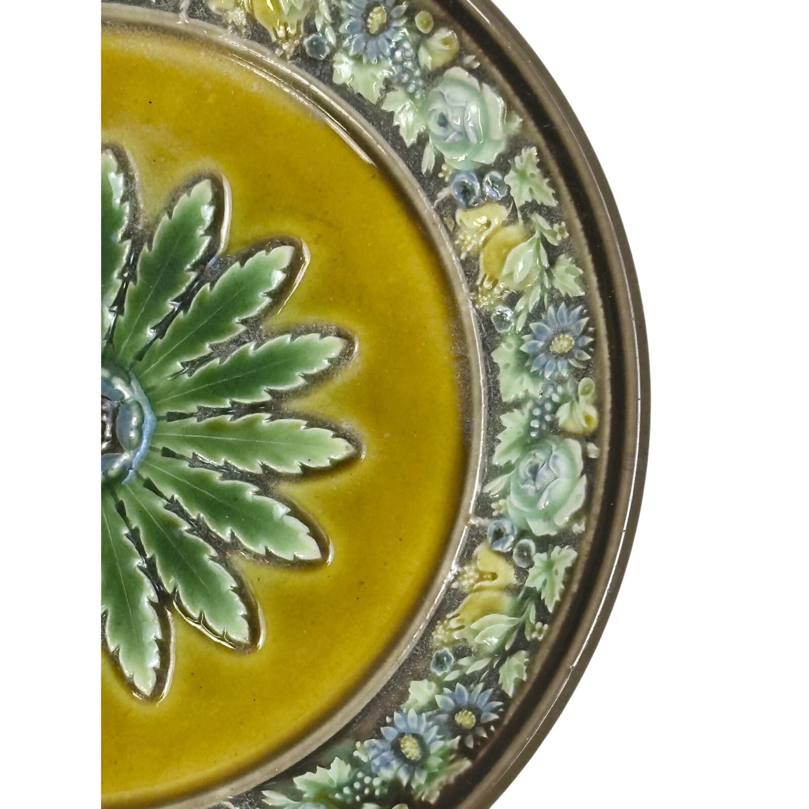 Wedgwood England Antique Late 1800's Majolica Small Comport Floral Motifs-Rare - Thumbnail 7
