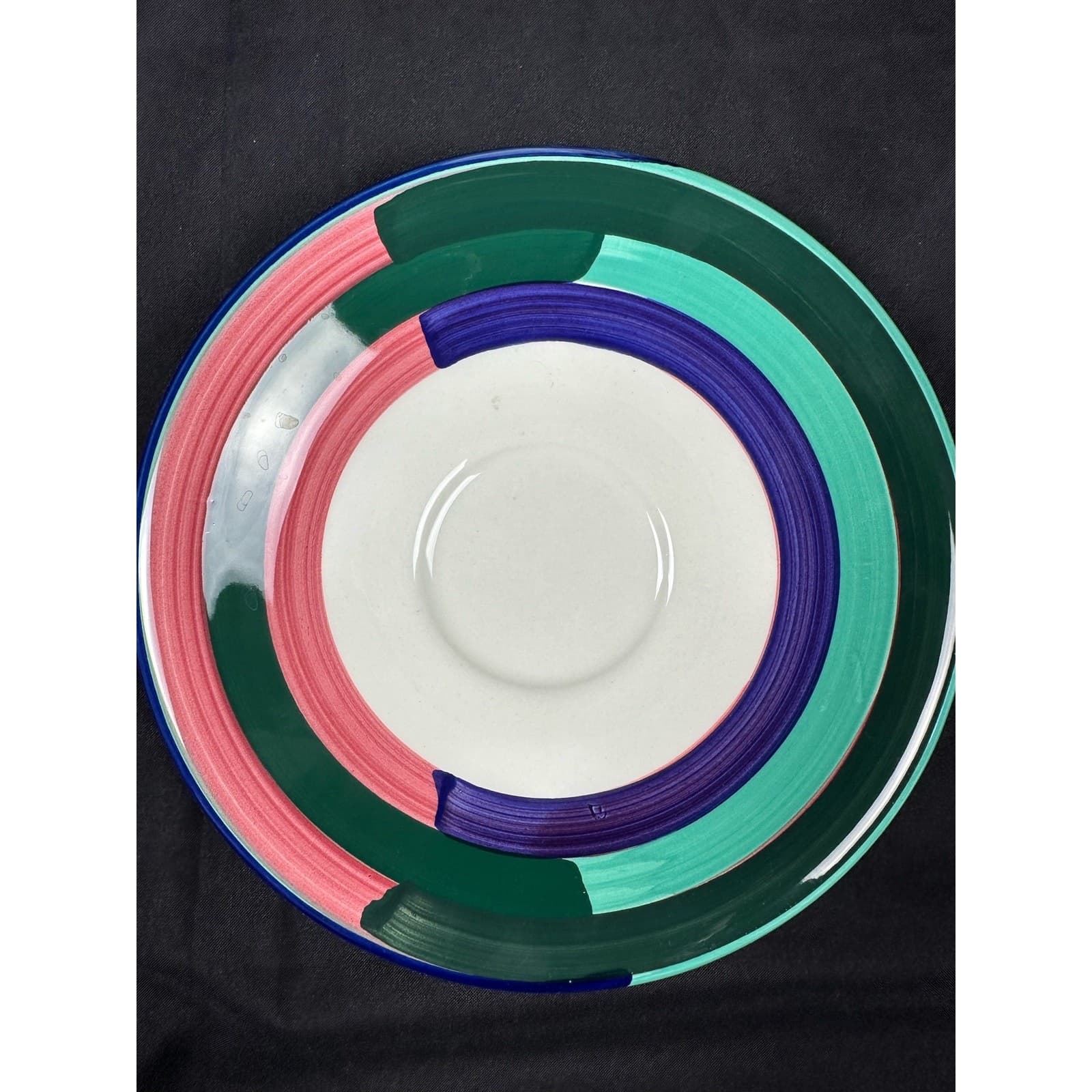 Crate & Barrel Martinique 2 Hand Painted Earthenware Saucers Italy - Thumbnail 2