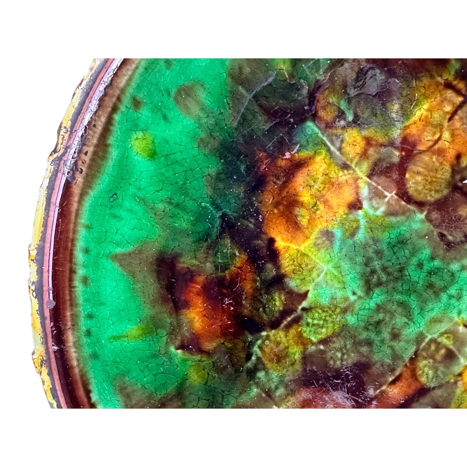 Wedgwood England Antique c. 1870-1890 Majolica Comport Tortoiseshell Glaze-Rare - Thumbnail 6