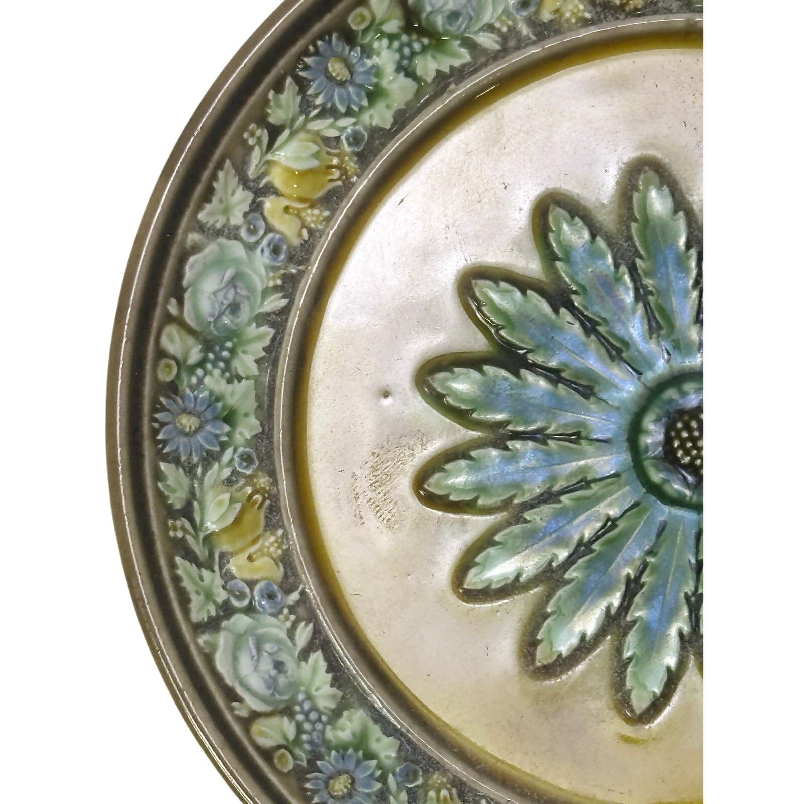 Wedgwood England Antique Late 1800's Majolica Small Comport Floral Motifs-Rare - Thumbnail 5