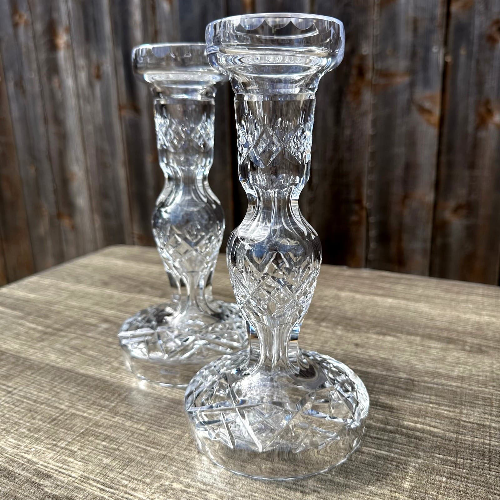 Waterford Crystal Tall 8" Hollow Vintage Candlesticks-Excellent-Set of 2 - Thumbnail 2