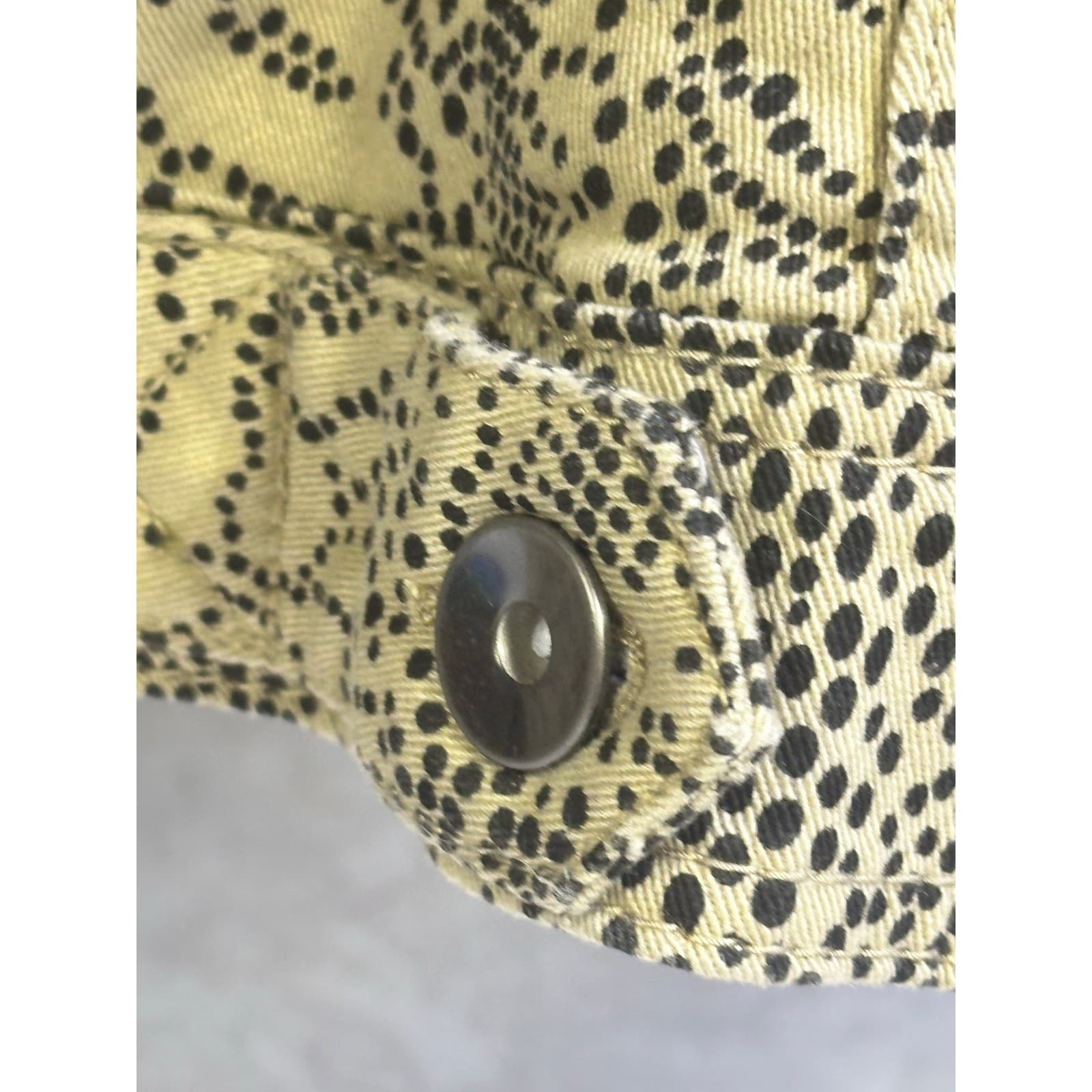 Christopher & Banks Khaki & Black Print Denim Jean Jacket Metal Rivet Buttons-M - Thumbnail 9