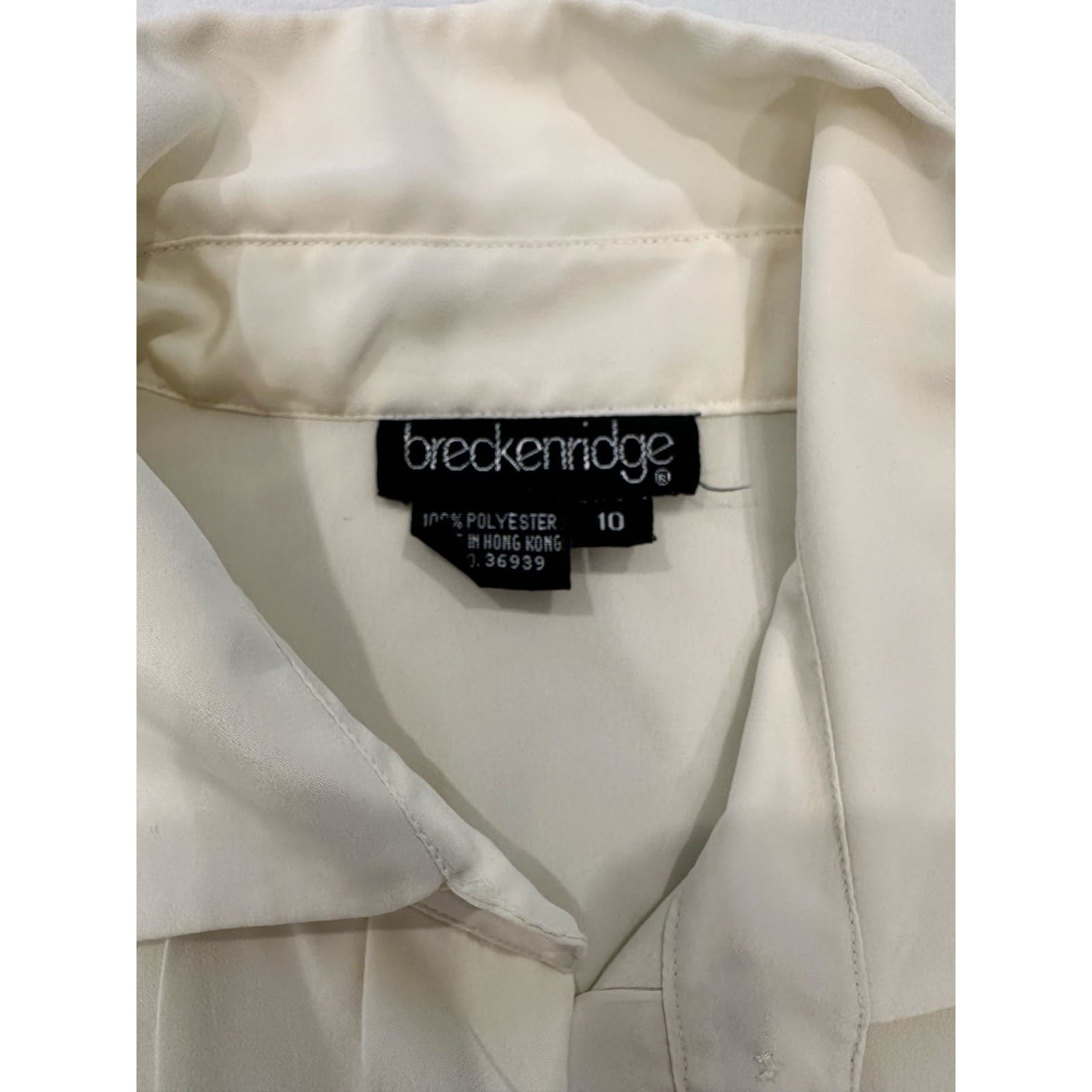 Breckenridge Vintage Ivory Cream Box Pleated Long Sleeve Blouse-Size 10 - Thumbnail 6