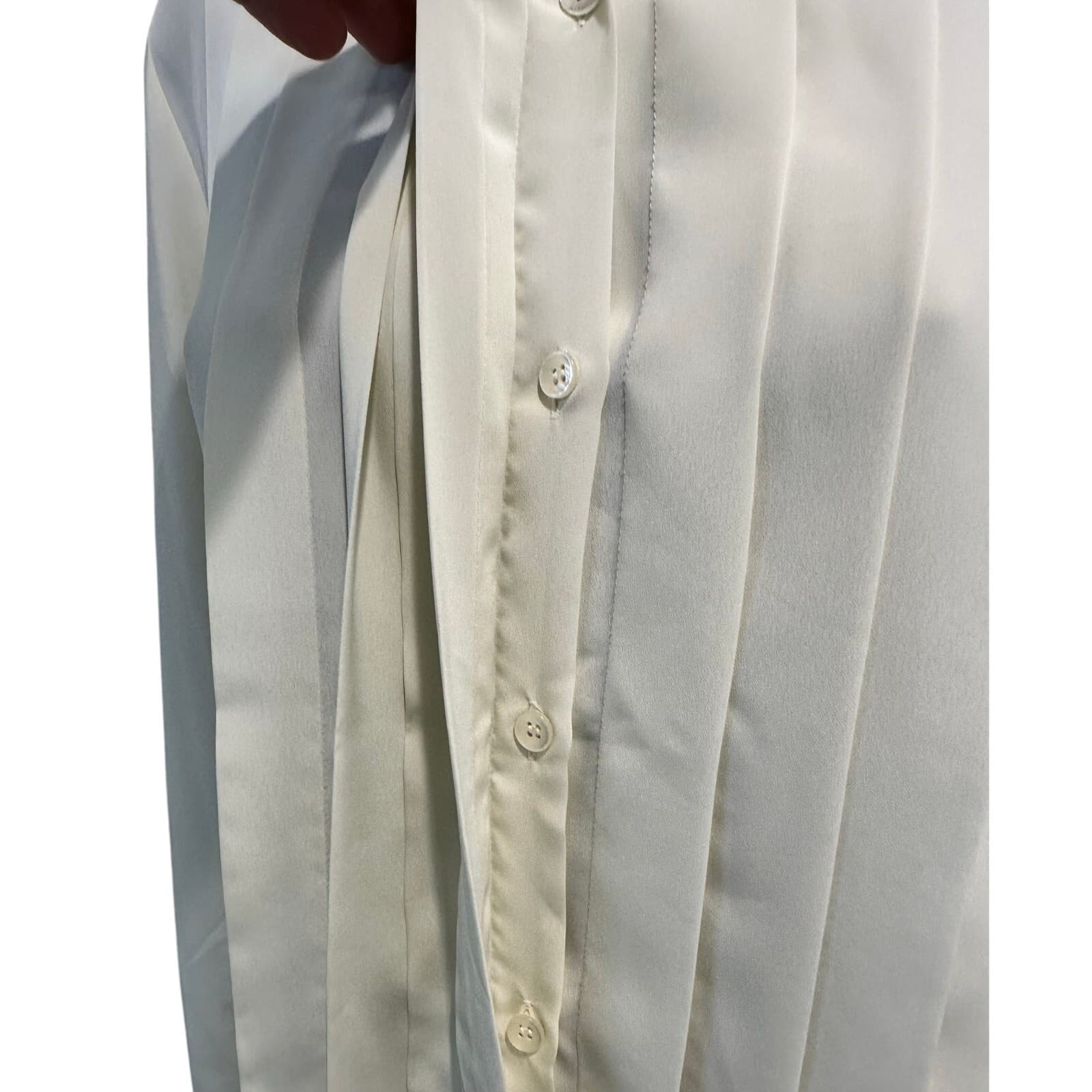 Breckenridge Vintage Ivory Cream Box Pleated Long Sleeve Blouse-Size 10 - Thumbnail 3