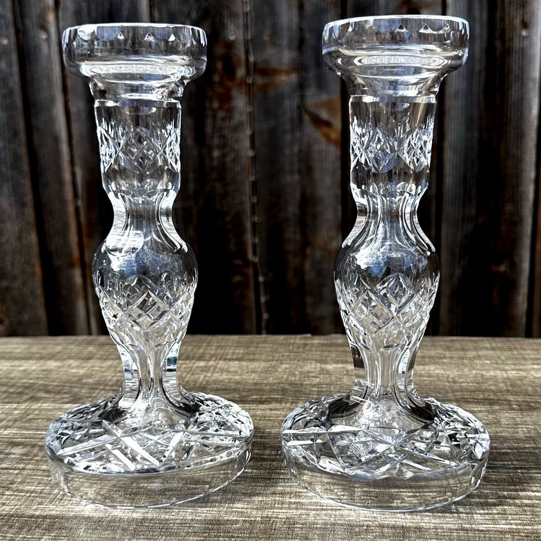 Waterford Crystal Tall 8" Hollow Vintage Candlesticks-Excellent-Set of 2 - Thumbnail 6