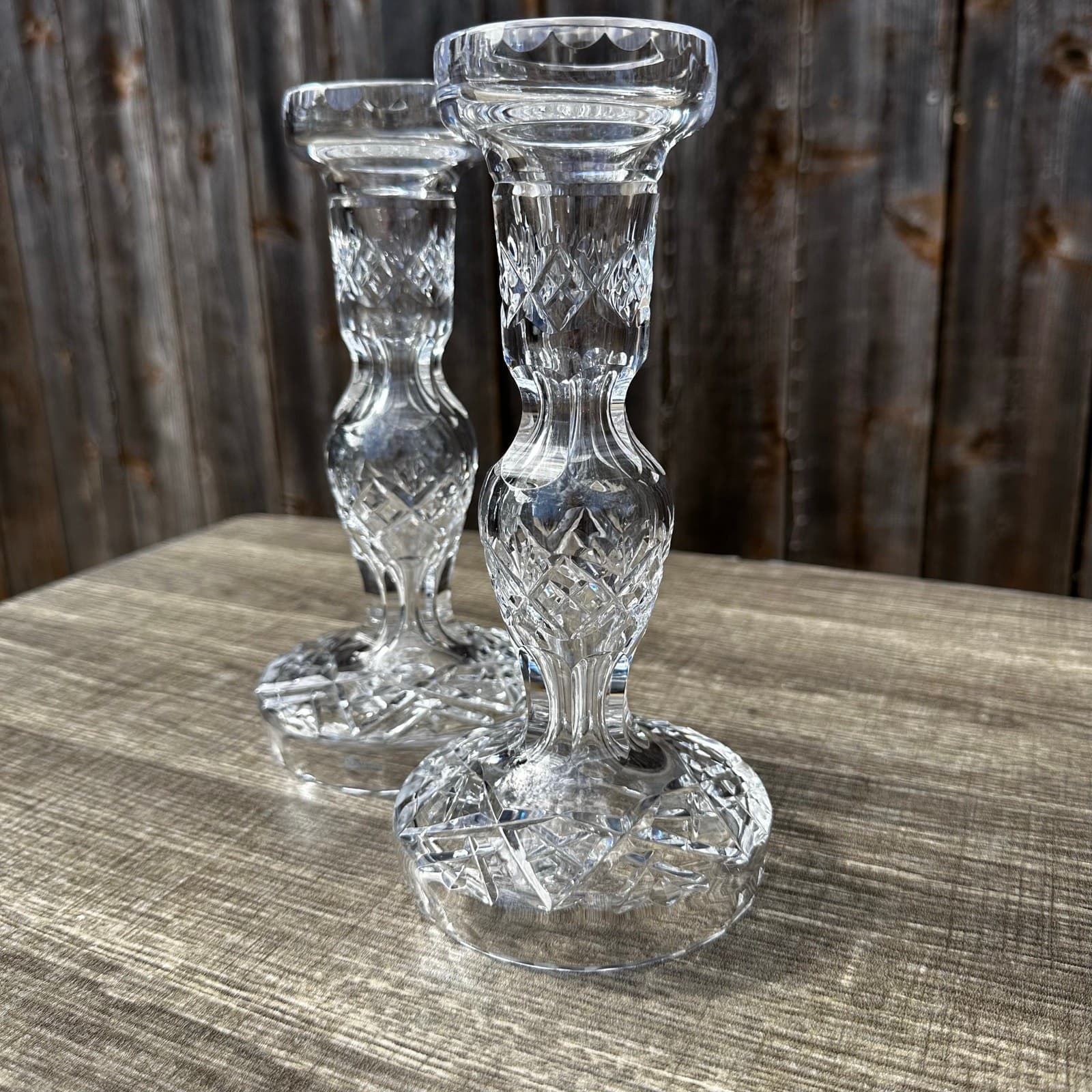Waterford Crystal Tall 8" Hollow Vintage Candlesticks-Excellent-Set of 2 - Thumbnail 4