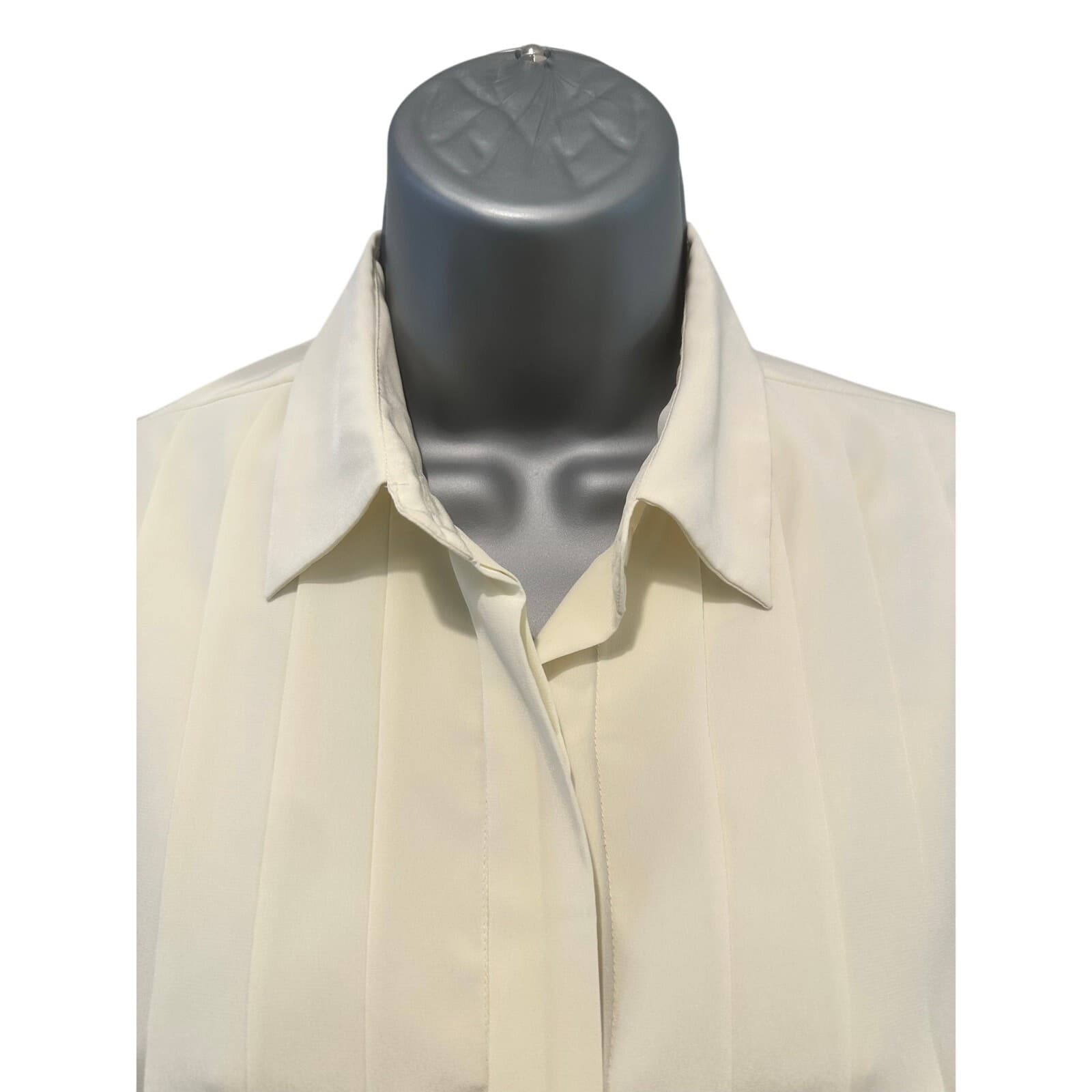 Breckenridge Vintage Ivory Cream Box Pleated Long Sleeve Blouse-Size 10 - Thumbnail 2