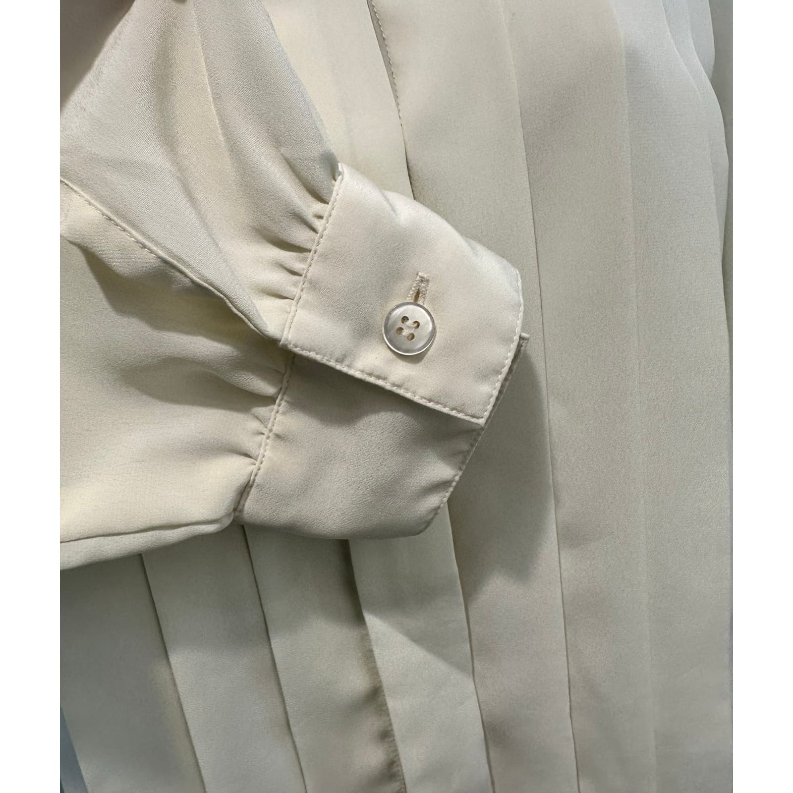 Breckenridge Vintage Ivory Cream Box Pleated Long Sleeve Blouse-Size 10 - Thumbnail 4
