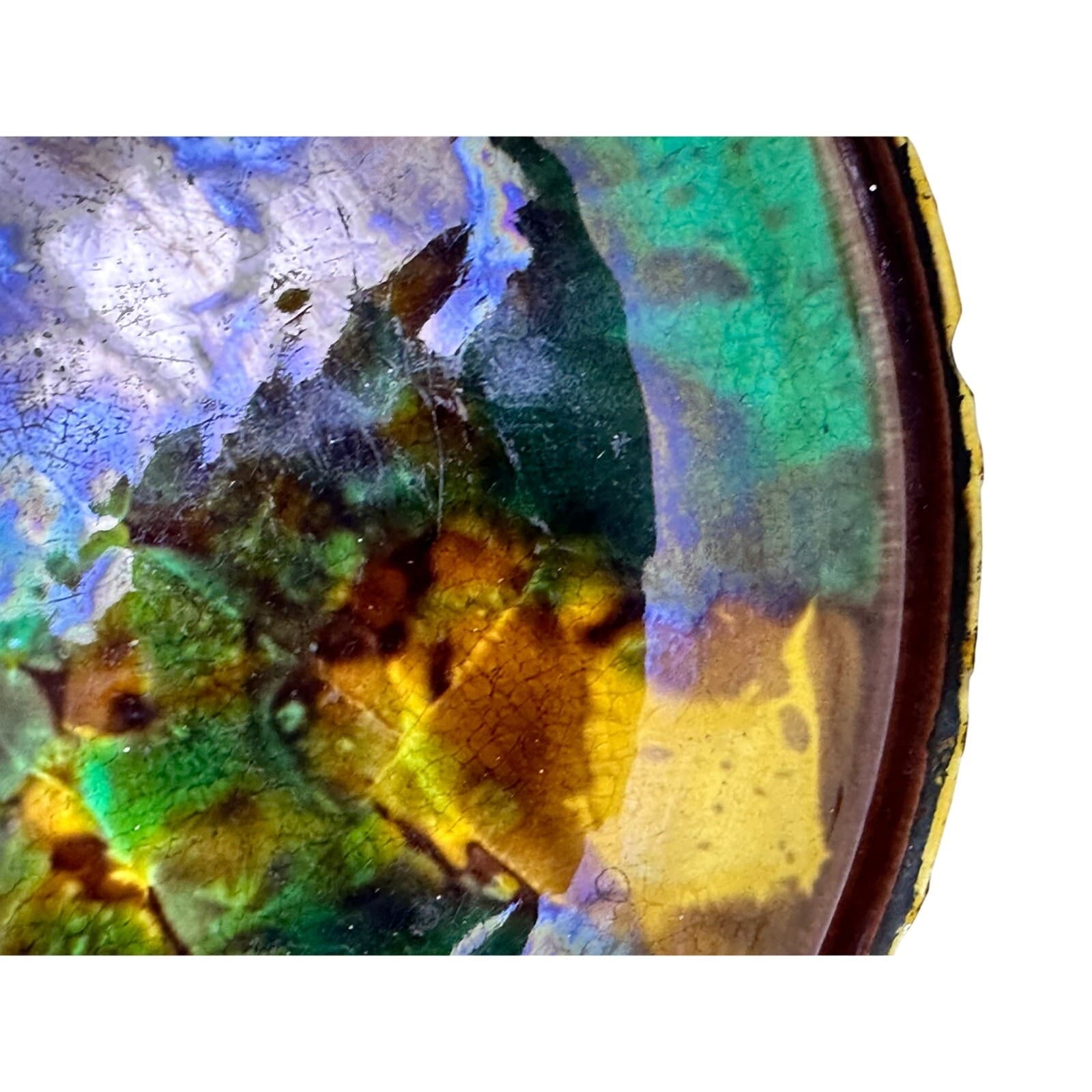 Wedgwood England Antique c. 1870-1890 Majolica Comport Tortoiseshell Glaze-Rare - Thumbnail 9