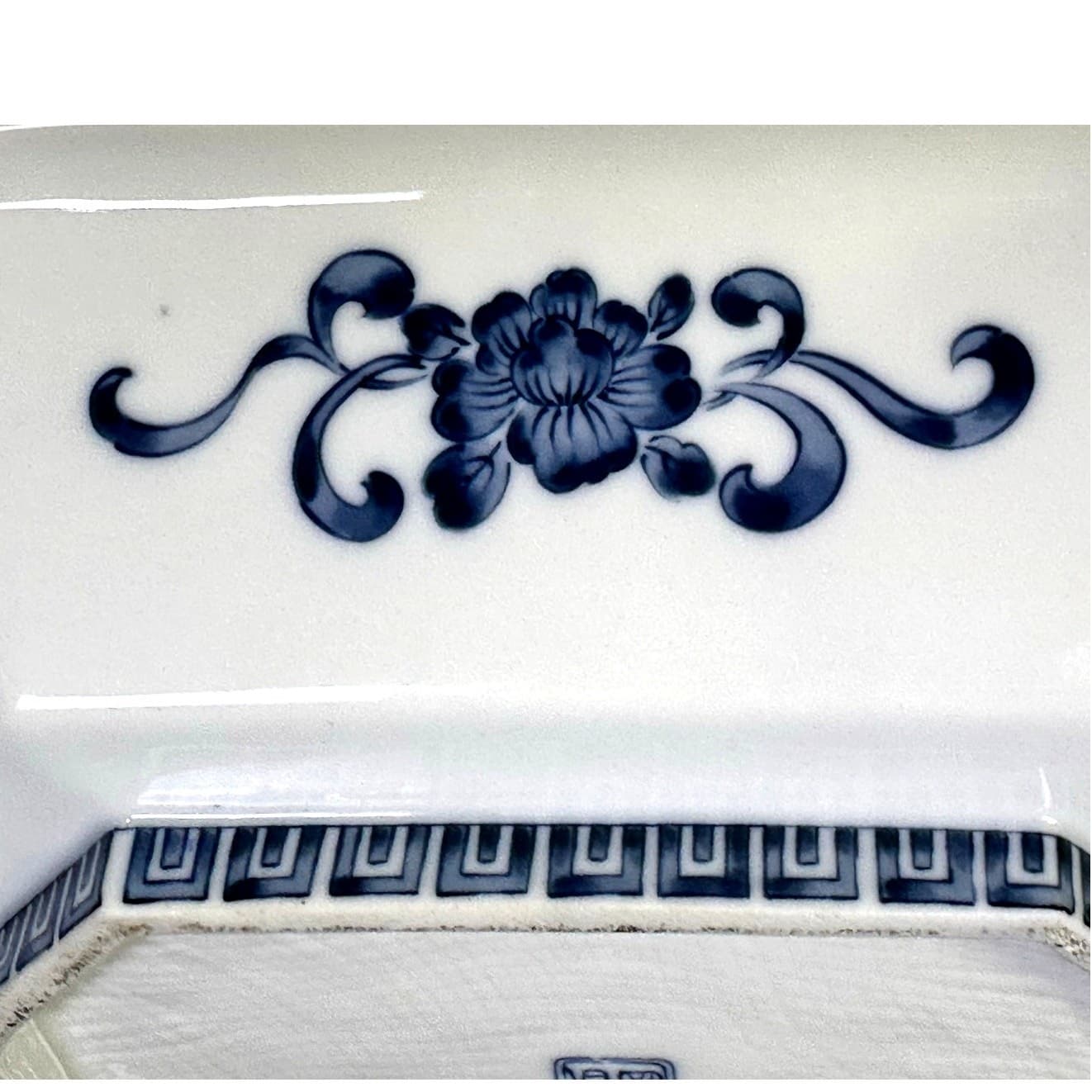 Japanese Satsuma Rectangular Platter 12" Serving Dish Blue White-Excellent - Thumbnail 4