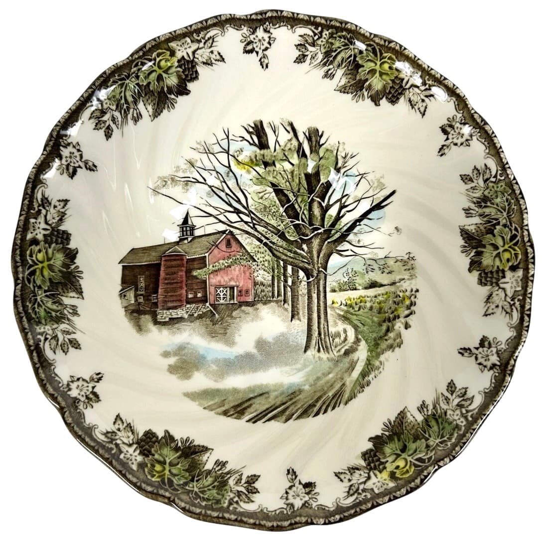 Johnson Bros Friendly Village England Vintage Autumn Mist 8.5" Serving Bowl - Thumbnail 3