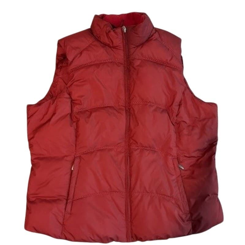 Eddie Bauer Men's Premium Goose Down Quilted Vest Rust Red-XL Nice! - Thumbnail 4