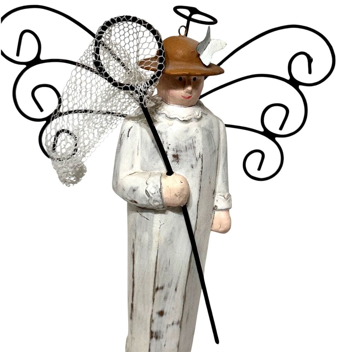 "Gardening Angels" Wooden Figurines Metal Wings 6" Tall-Adorable-Set of 3 - Thumbnail 2