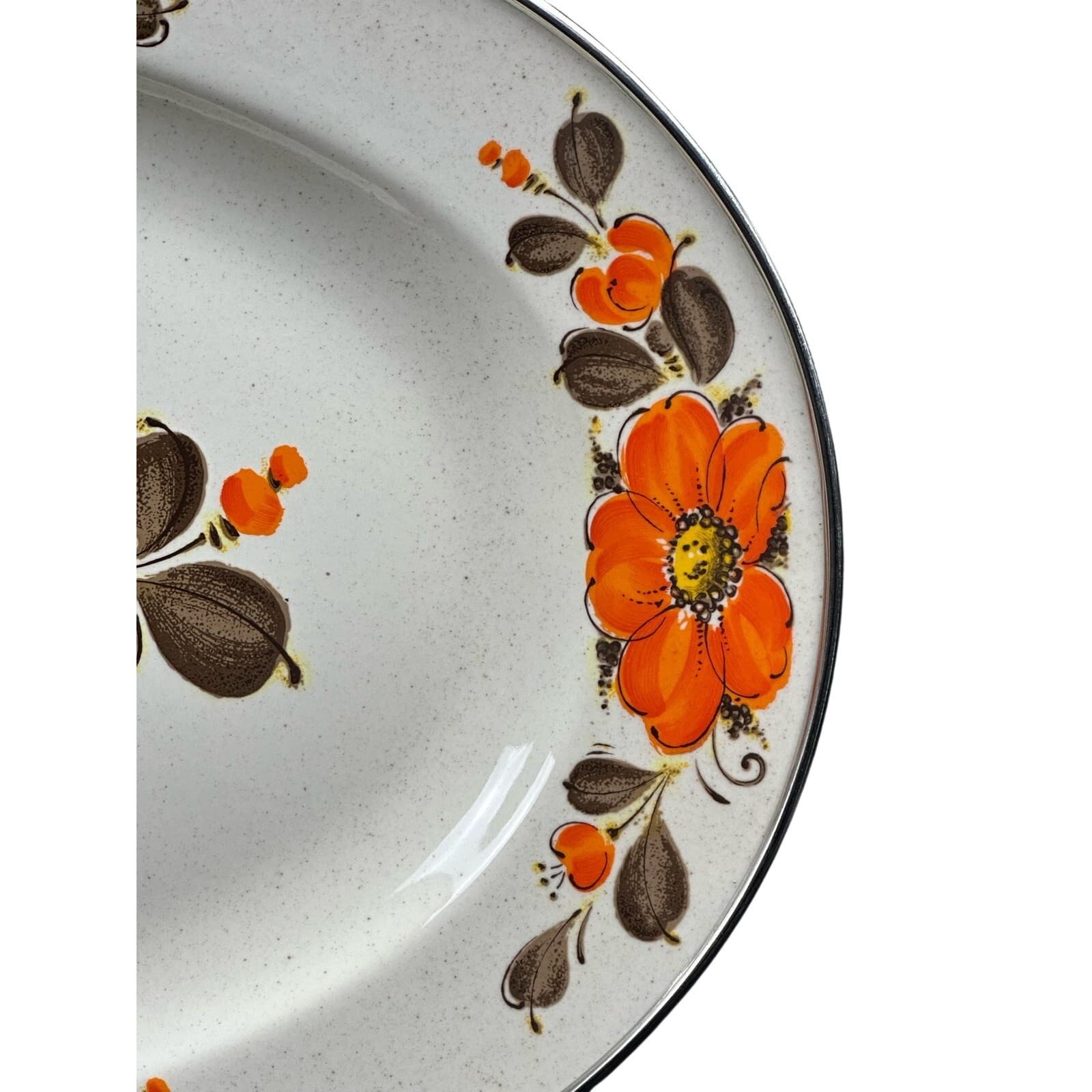 Japan Sanko Ware Show Pans Large 18" Metal Platter Orange Poppies - Thumbnail 4