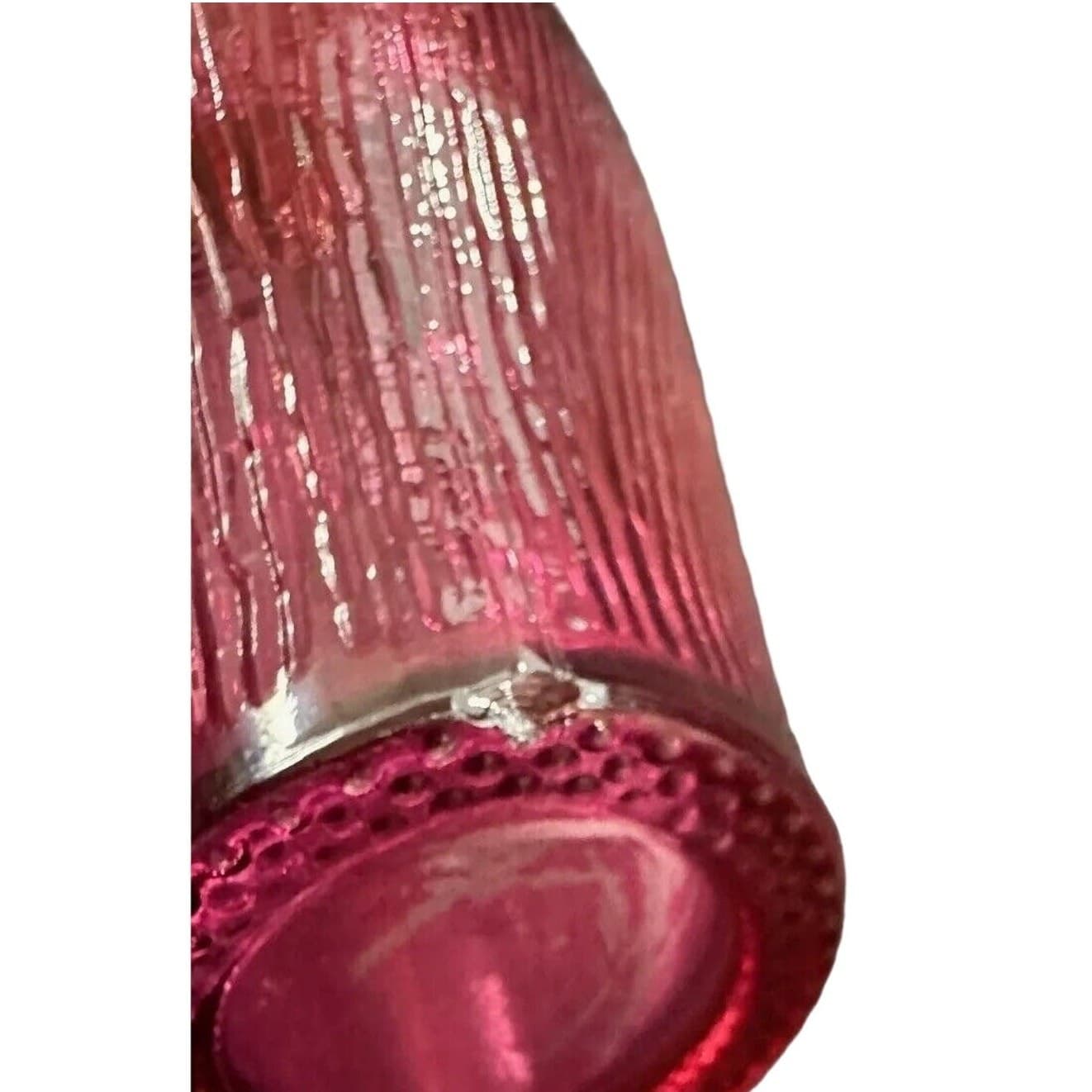 Eastern Art Glass Clear Pink Vase Raised Line Pattern Gooseneck Vase 15.75" - Thumbnail 7