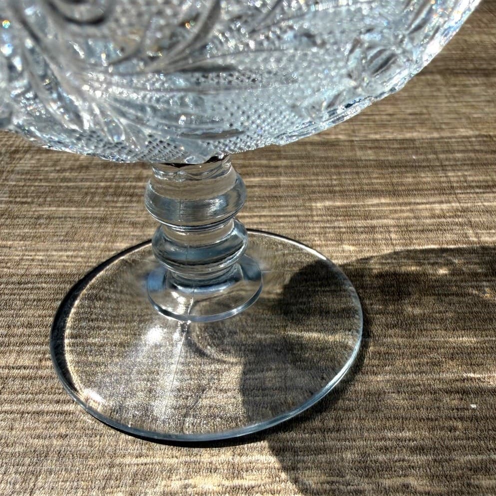 Set of 2 Vintage Pressed Glass Snack Sets Plate & Dessert Bowl Floral Hobnail - Thumbnail 6
