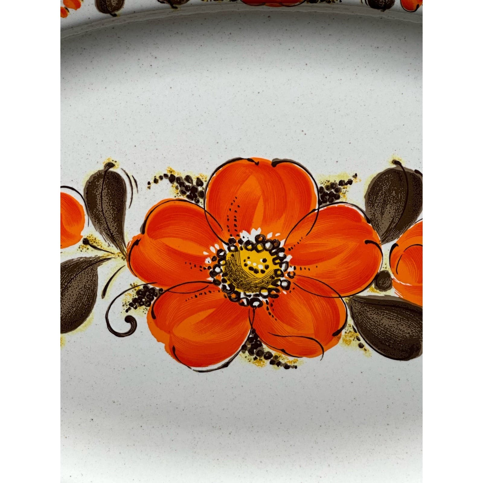 Japan Sanko Ware Show Pans Large 18" Metal Platter Orange Poppies - Thumbnail 6