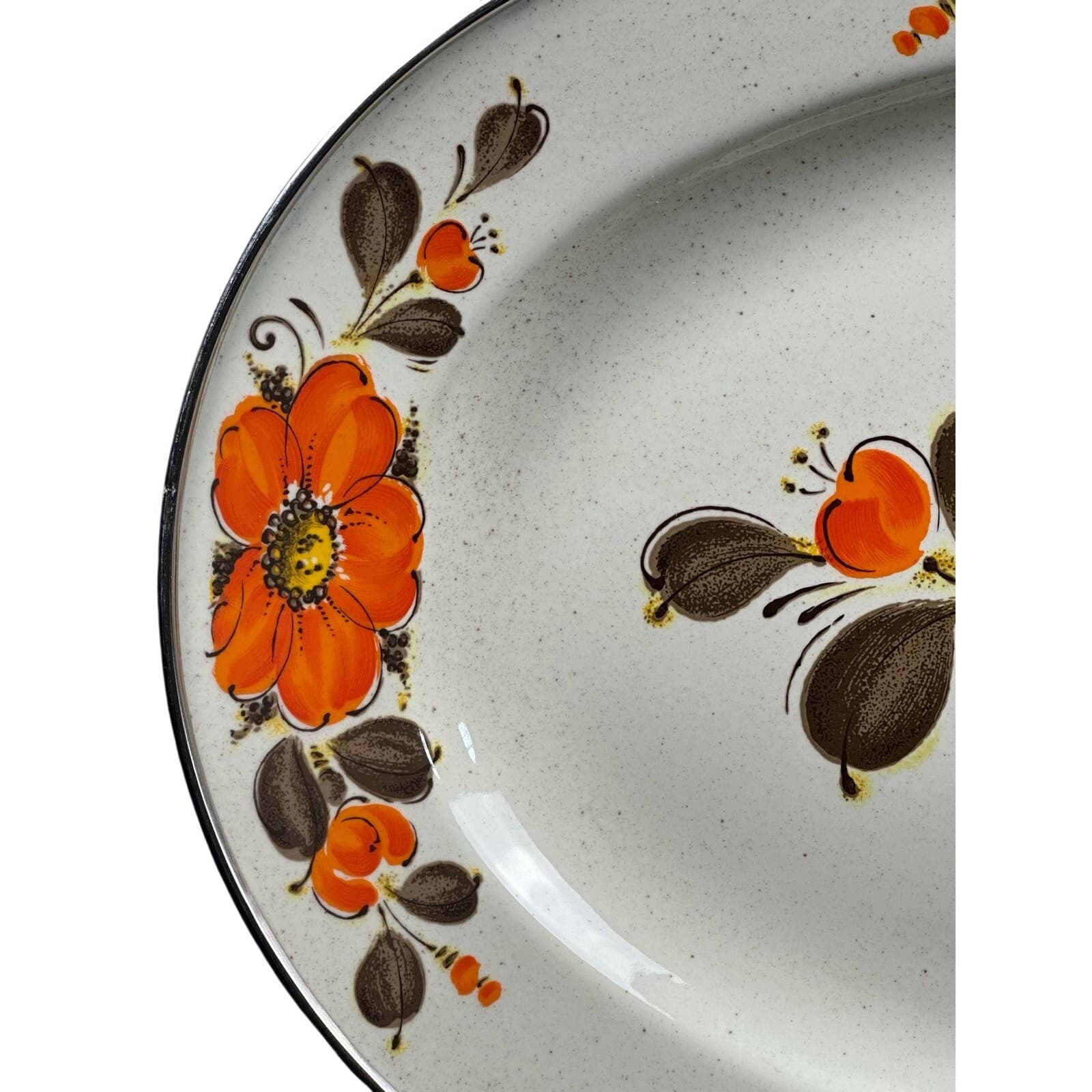 Japan Sanko Ware Show Pans Large 18" Metal Platter Orange Poppies - Thumbnail 2