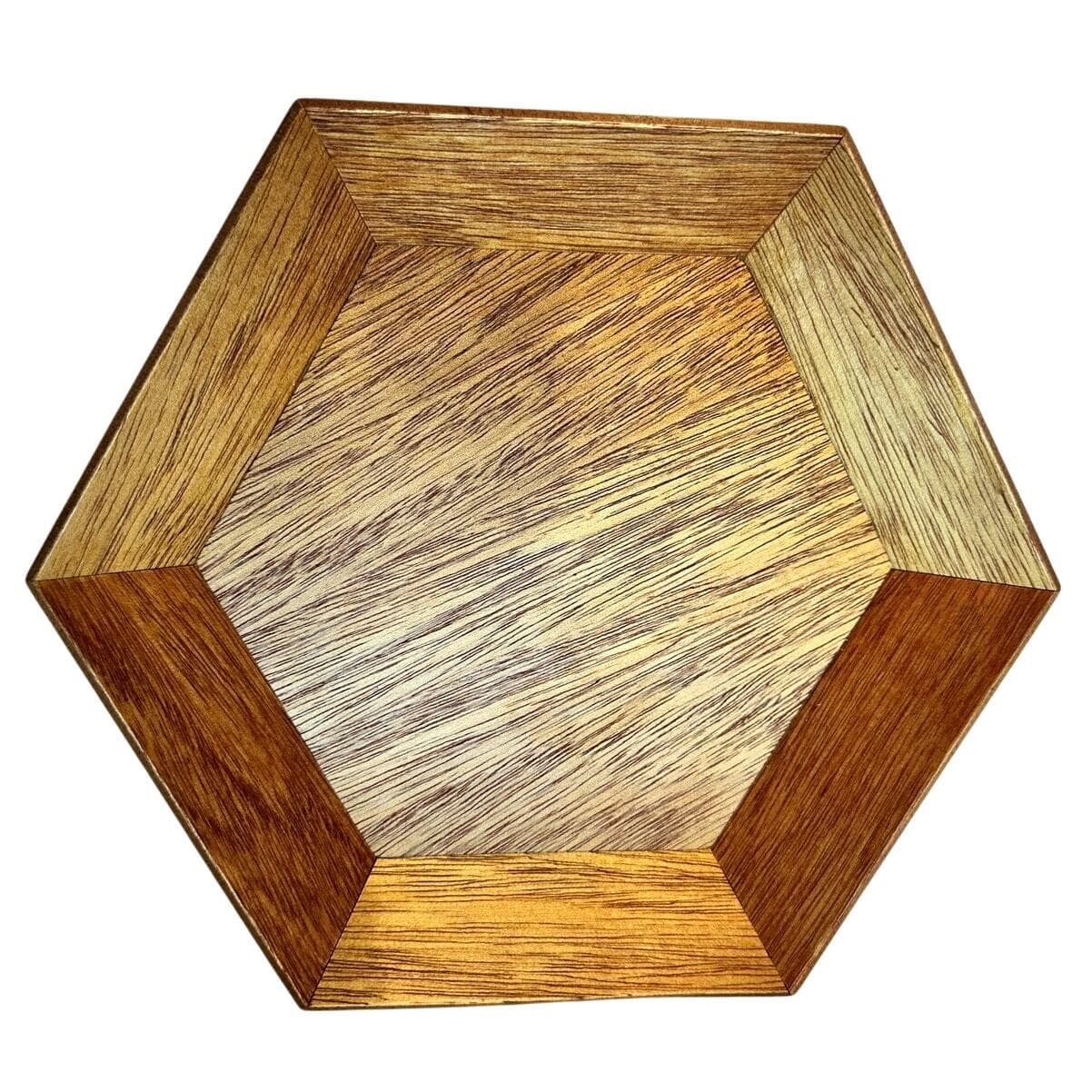Unique MCM Octagonal Wooden Shallow Serving Tray/Bowl 9.75" - Thumbnail 2