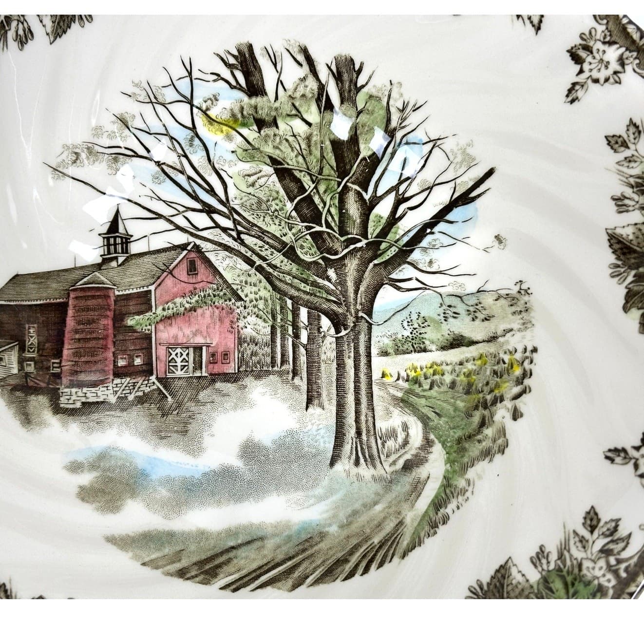 Johnson Bros Friendly Village England Vintage Autumn Mist 8.5" Serving Bowl - Thumbnail 2