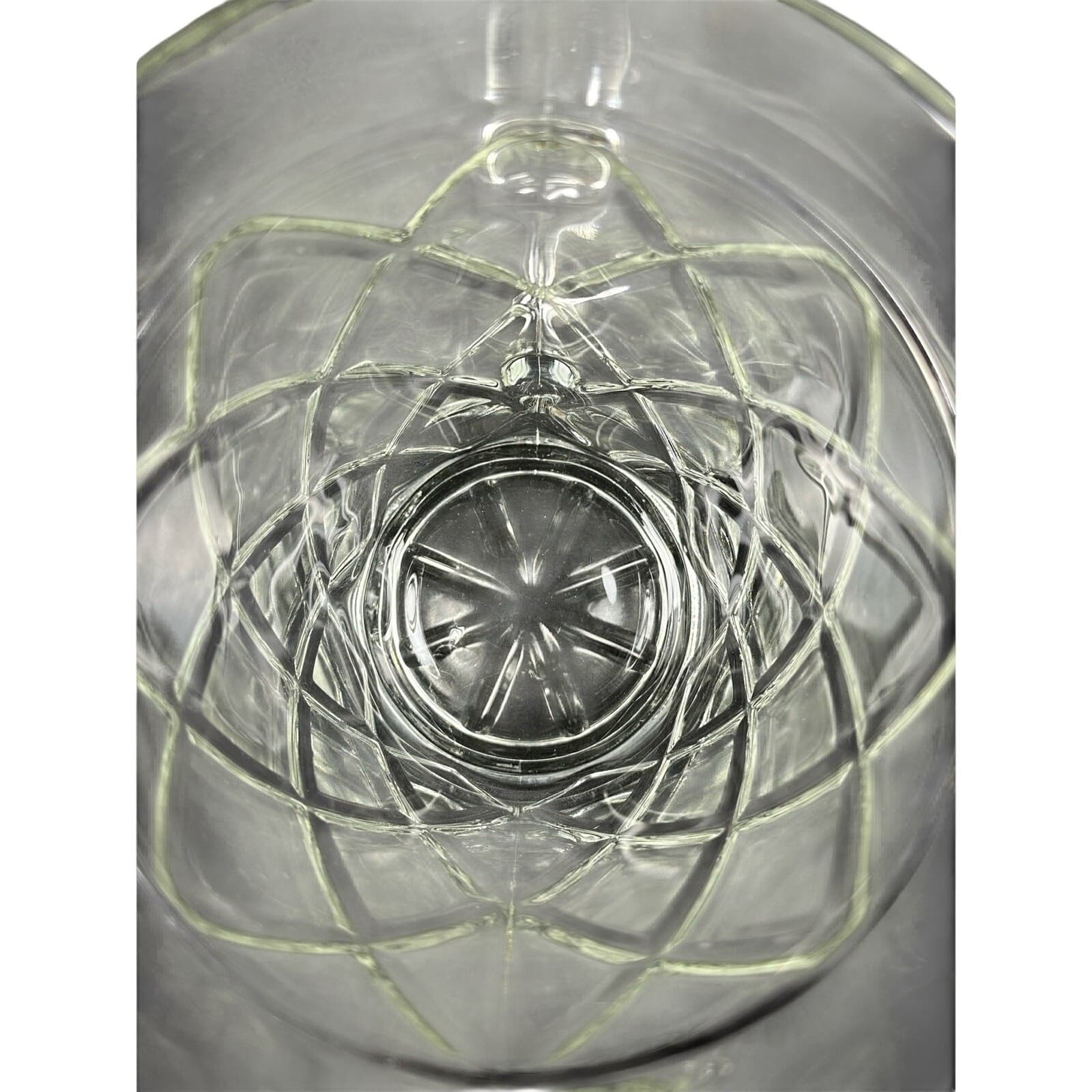 Heavy Clear Glass Diamond Designed 7.75" x 5.75" Water Pitcher Vintage - Thumbnail 6